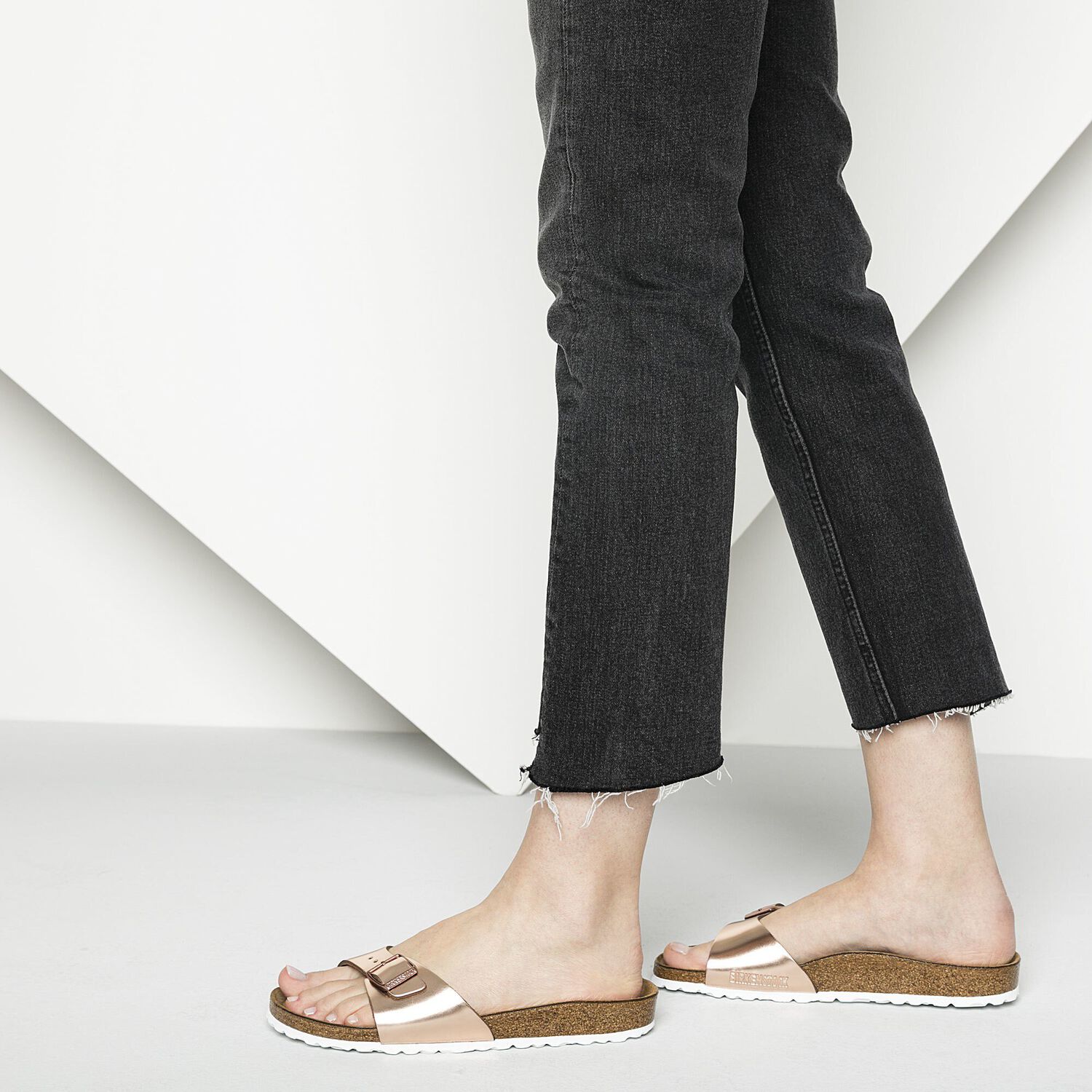 metallic copper leather birkenstock