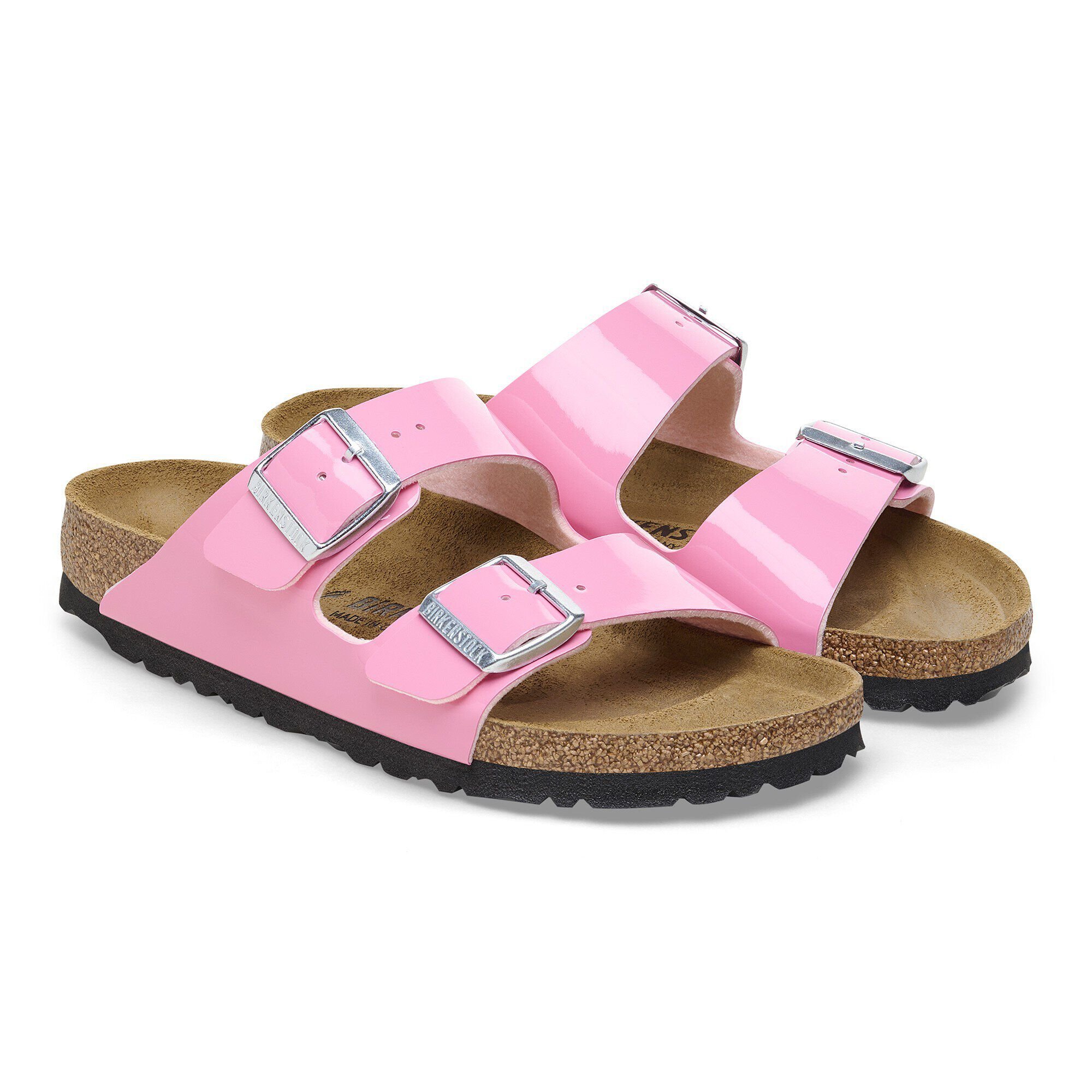 Arizona Birko Flor Patent Patent Candy Pink Black BIRKENSTOCK