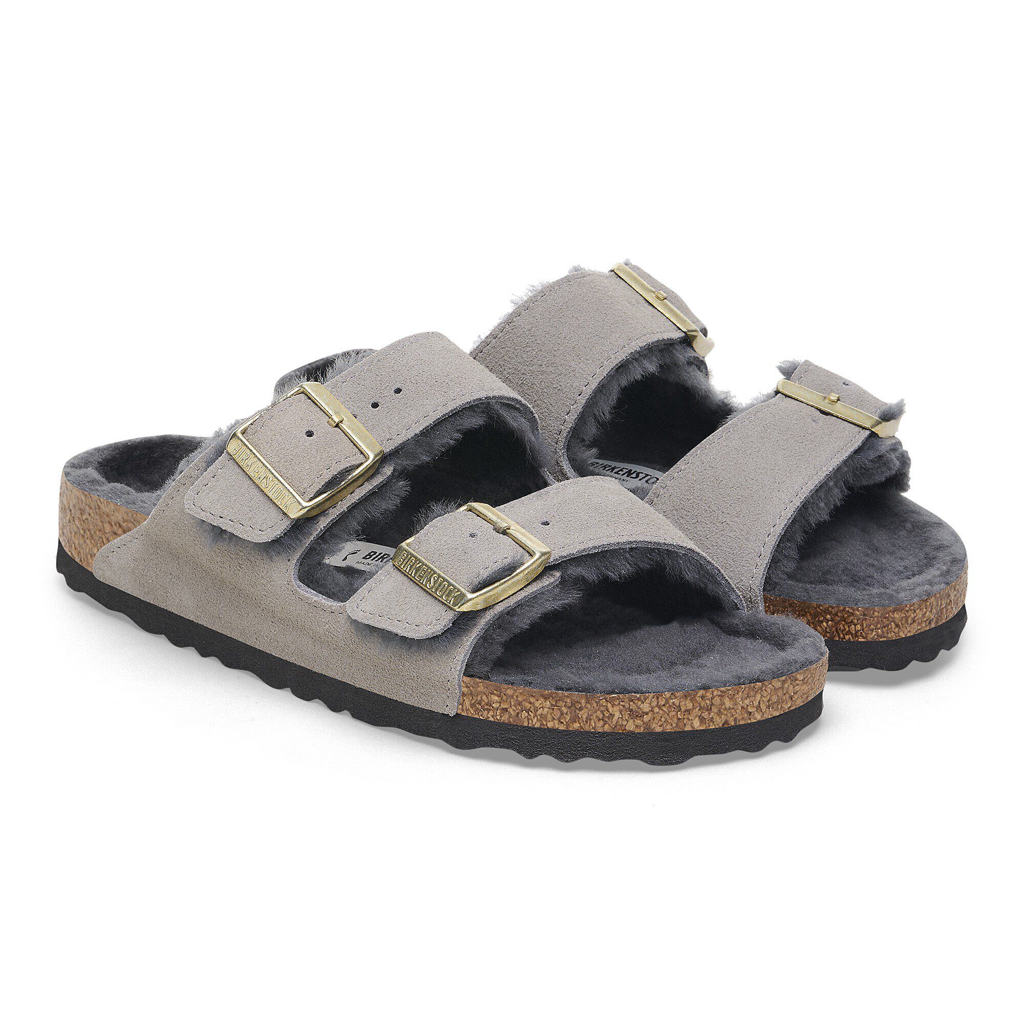 Arizona Shearling Suede Leather Stone Coin | BIRKENSTOCK