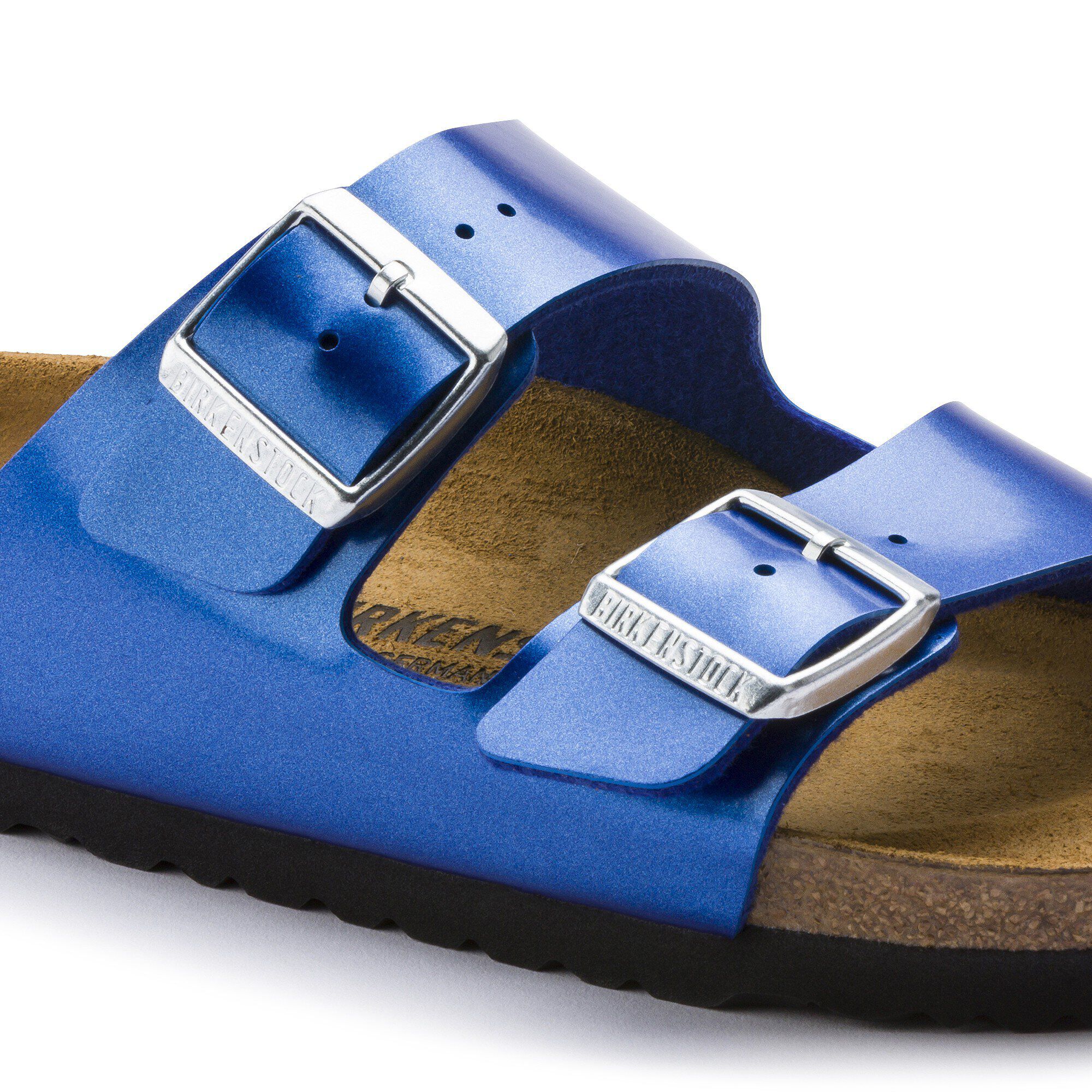 birkenstock arizona electric metallic ocean
