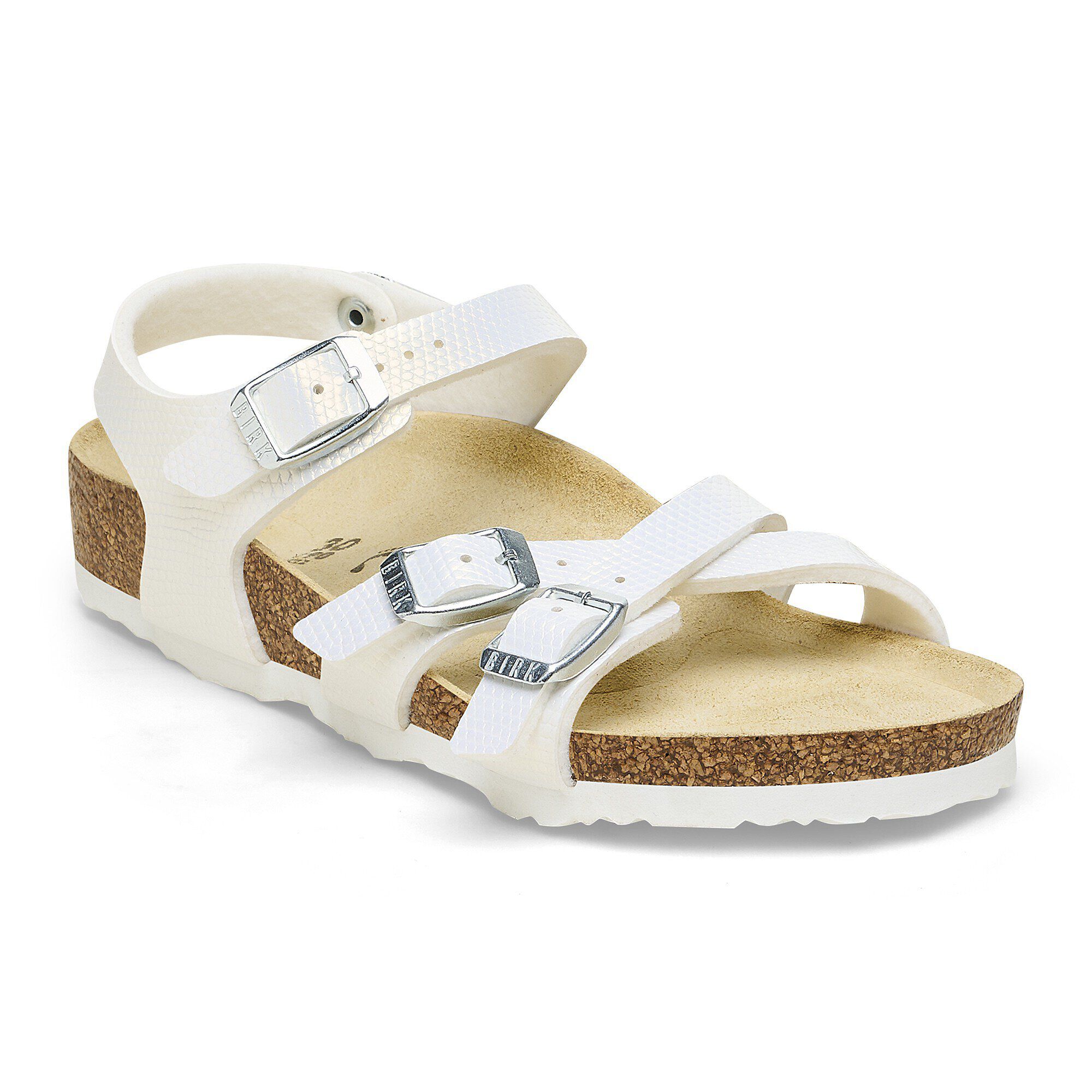Kumba Kids Birko-Flor Embossed Shiny Lizard White | BIRKENSTOCK Kumba Kids Birko-Flor Embossed Shiny Lizard White | BIRKENSTOCK