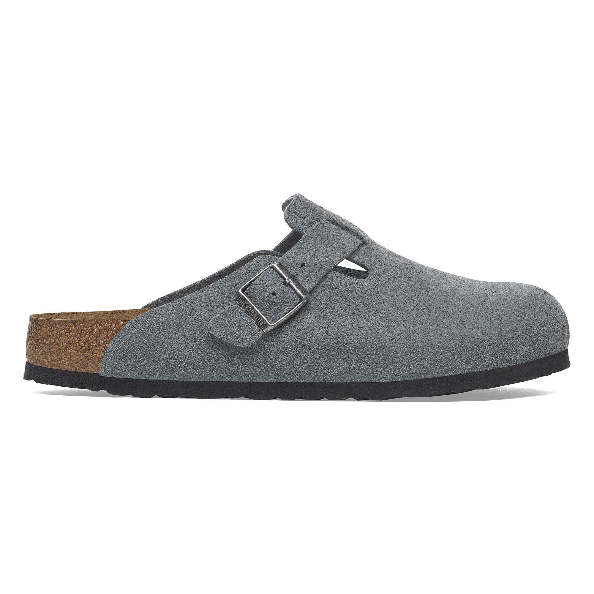 Boston Soft Footbed Suede Leather Basalt Gray | BIRKENSTOCK