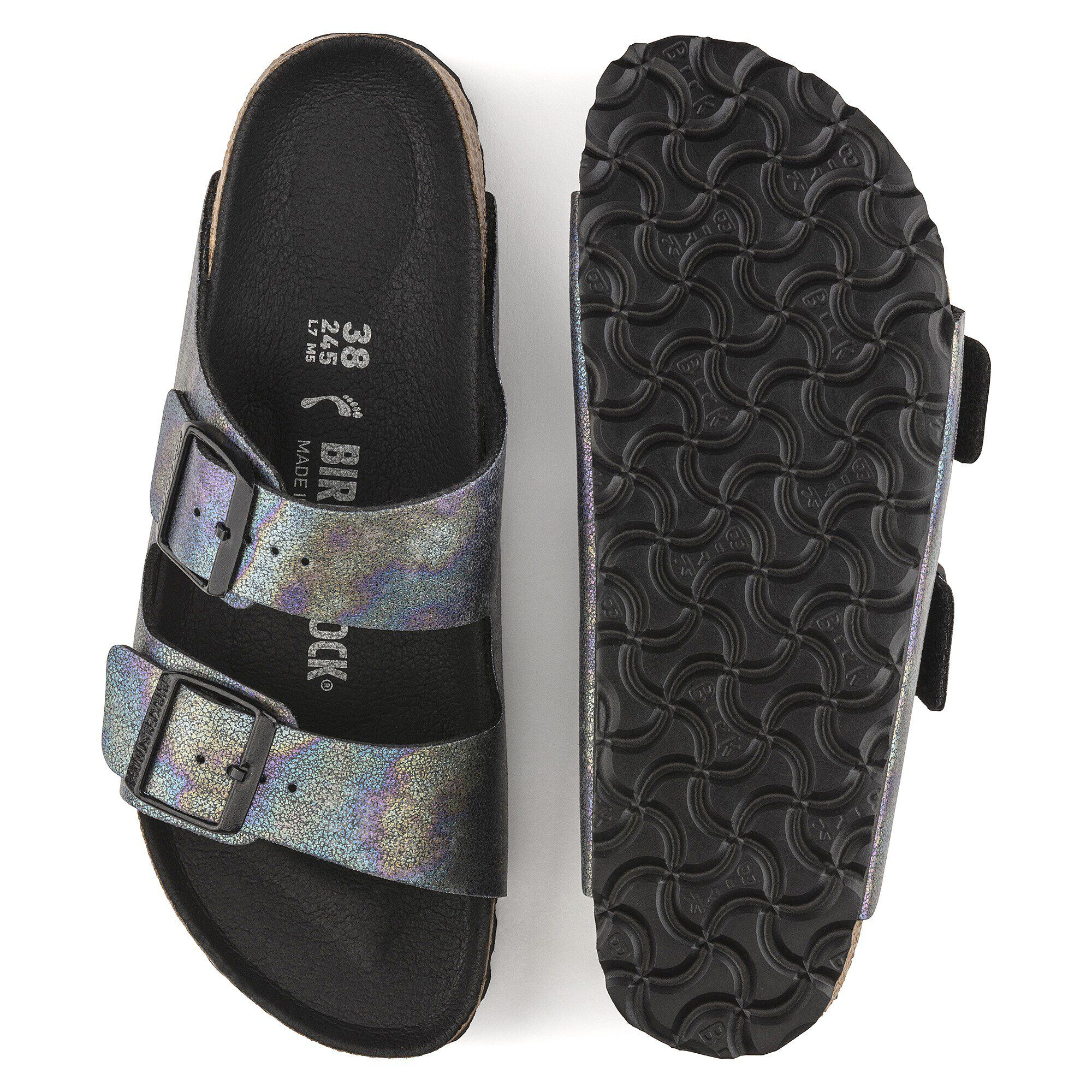 Birkenstock arizona shop spotted metallic black
