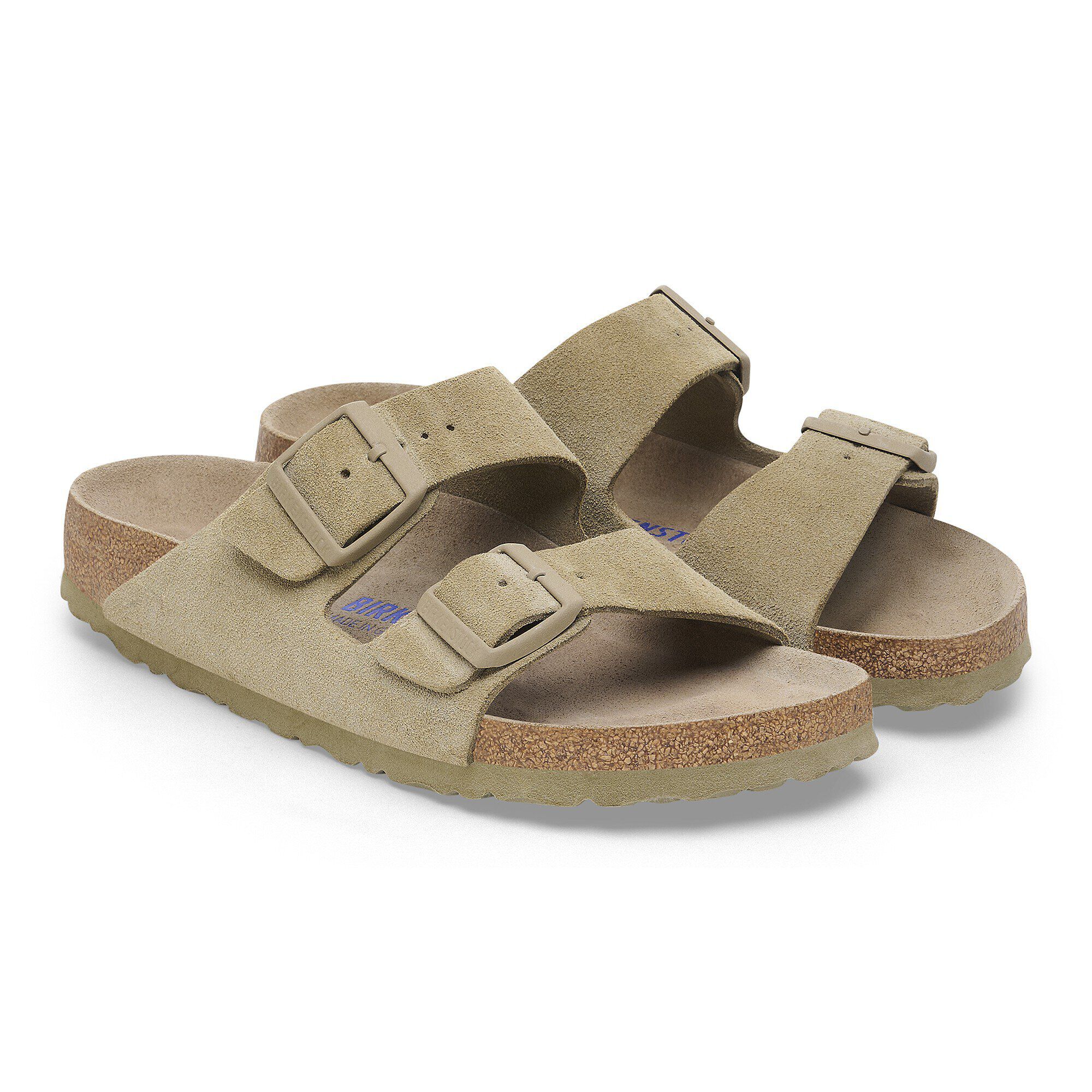 Arizona Soft Footbed Suede Leather Faded Khaki BIRKENSTOCK