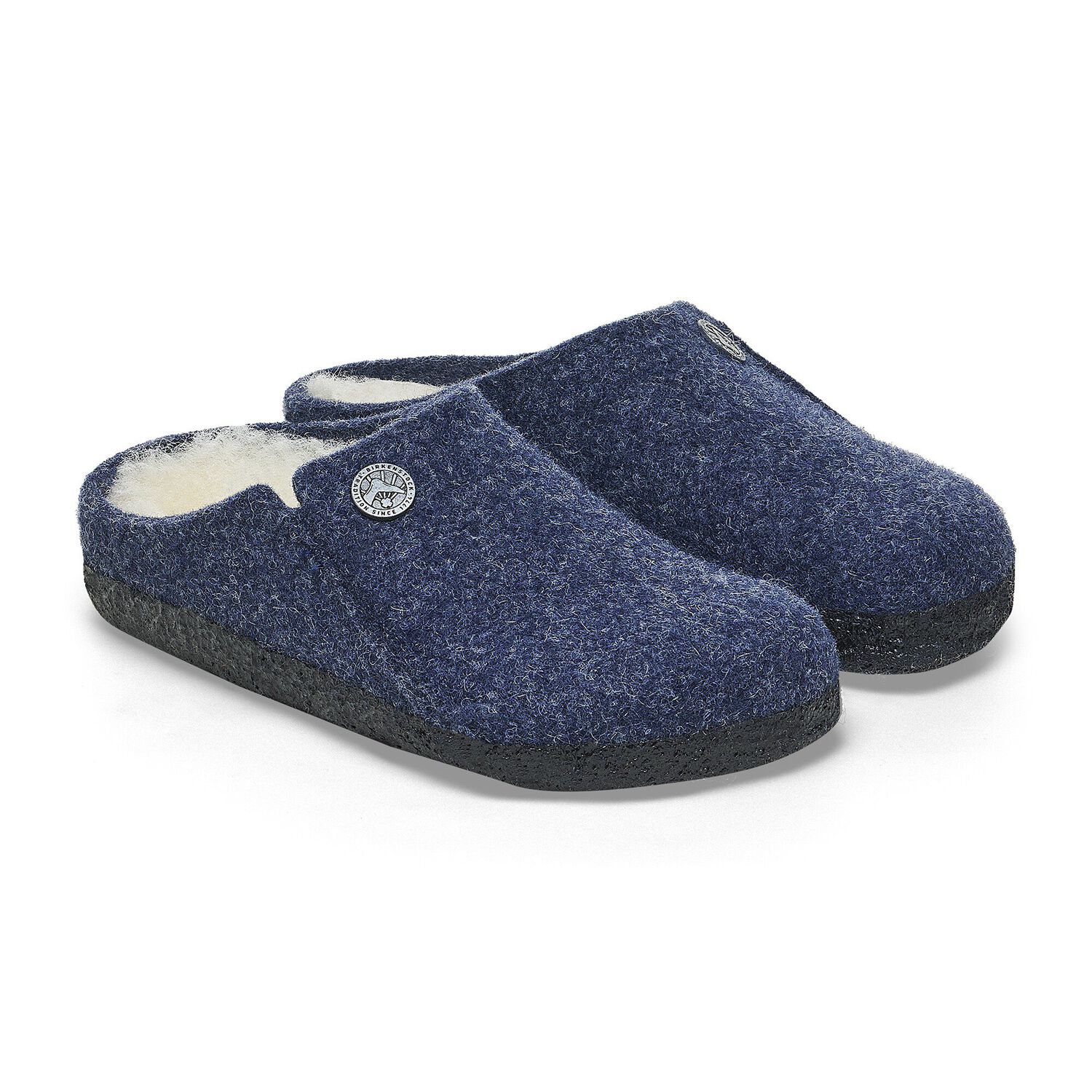 birkenstock zermatt wool felt slippers dark blue