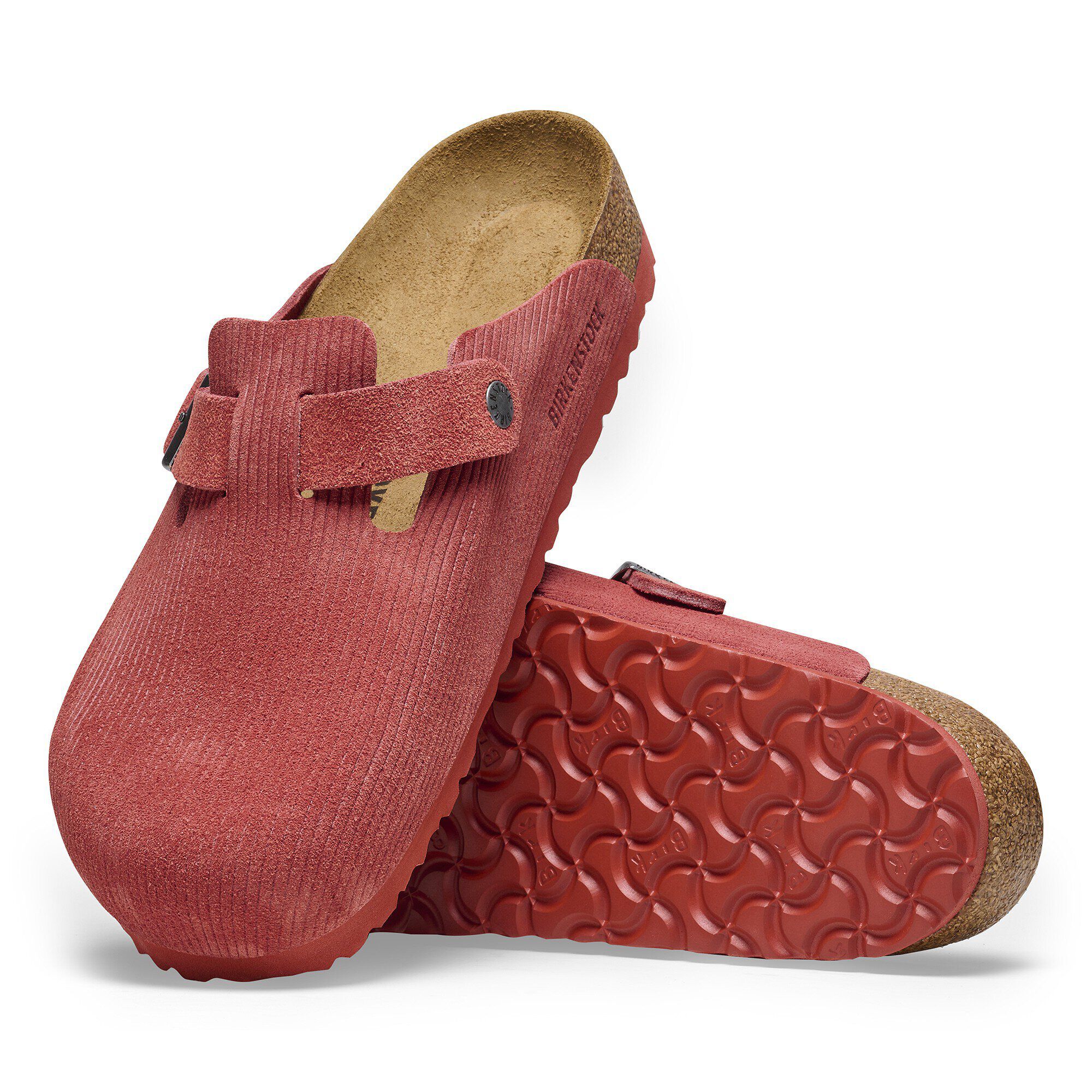Boston Suede Leather Embossed Corduroy Sienna Red BIRKENSTOCK