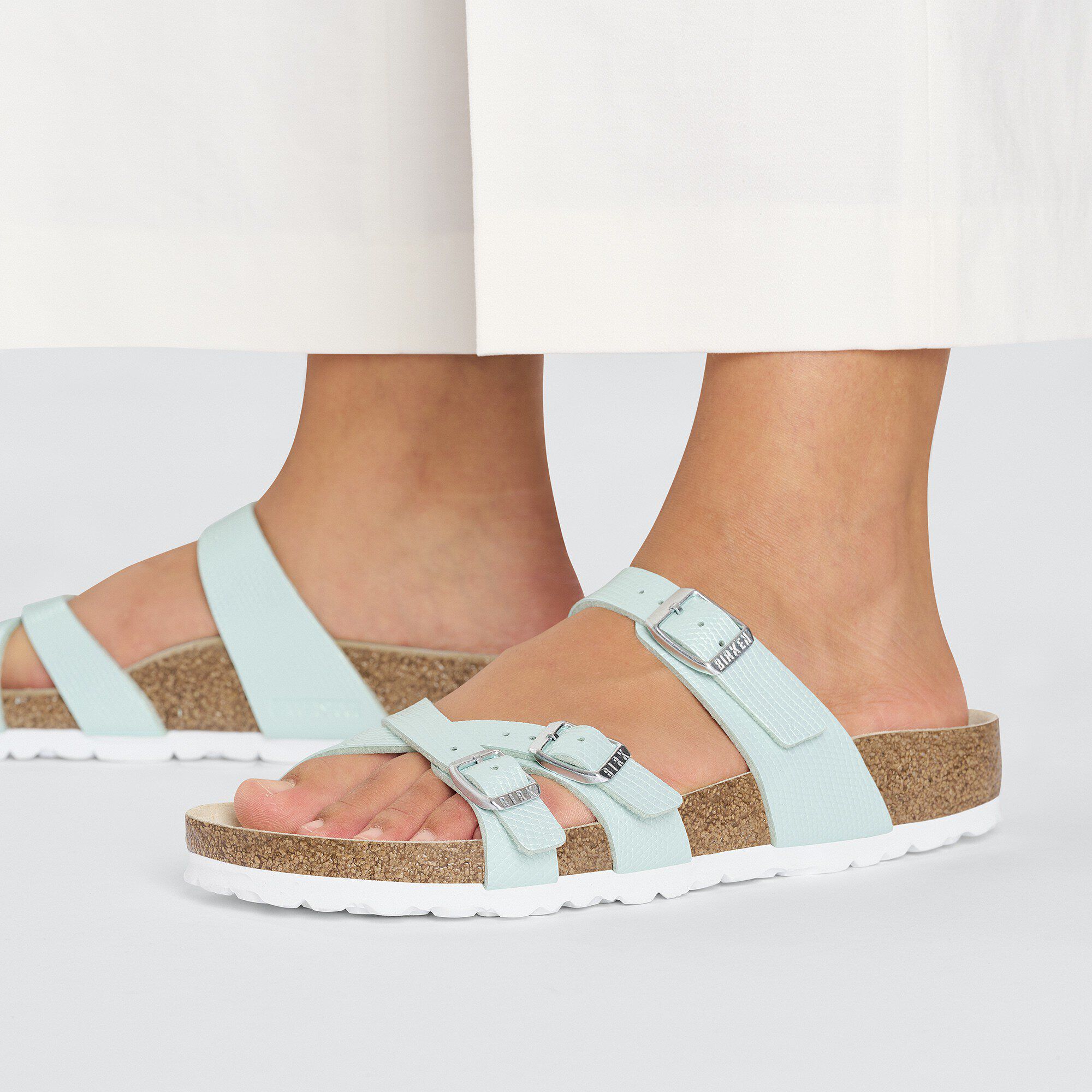 Franca Birko-Flor Embossed Shiny Lizard Surf Green | BIRKENSTOCK