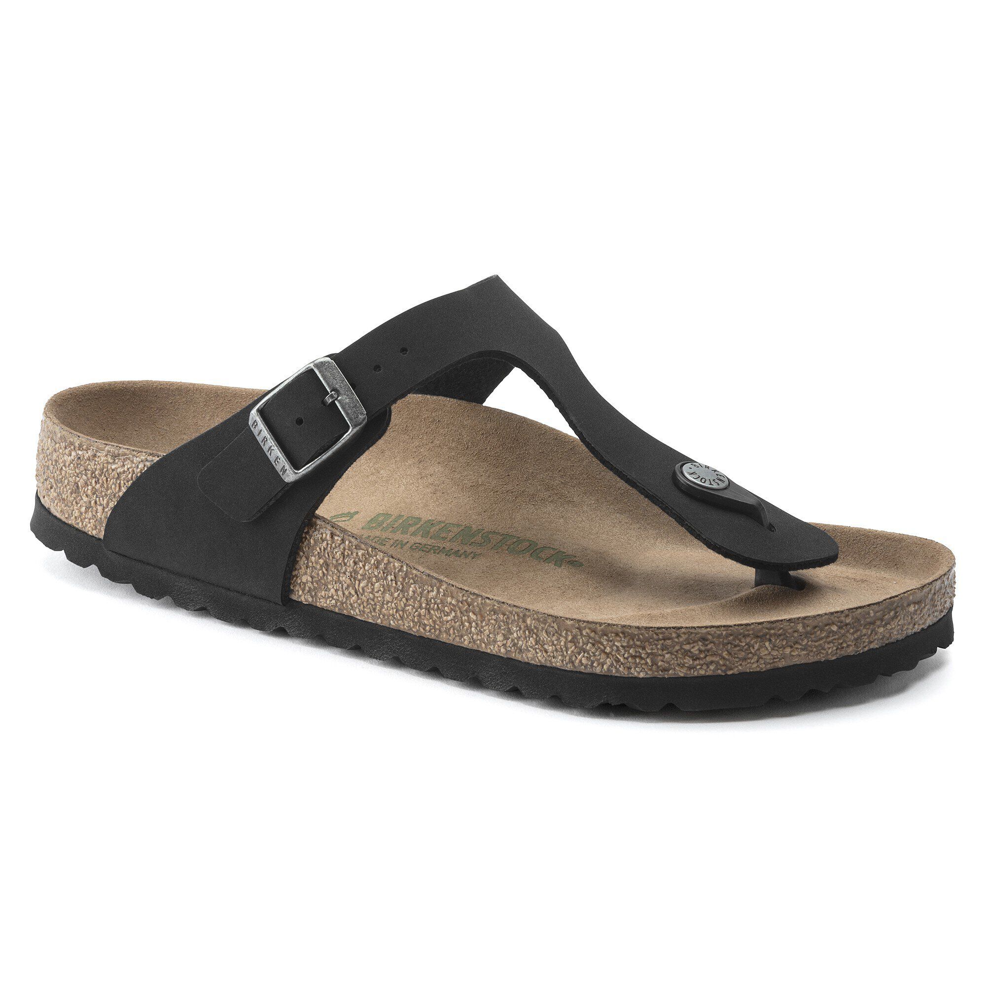 Gizeh Big Buckle Nubuk Leather Black | BIRKENSTOCK