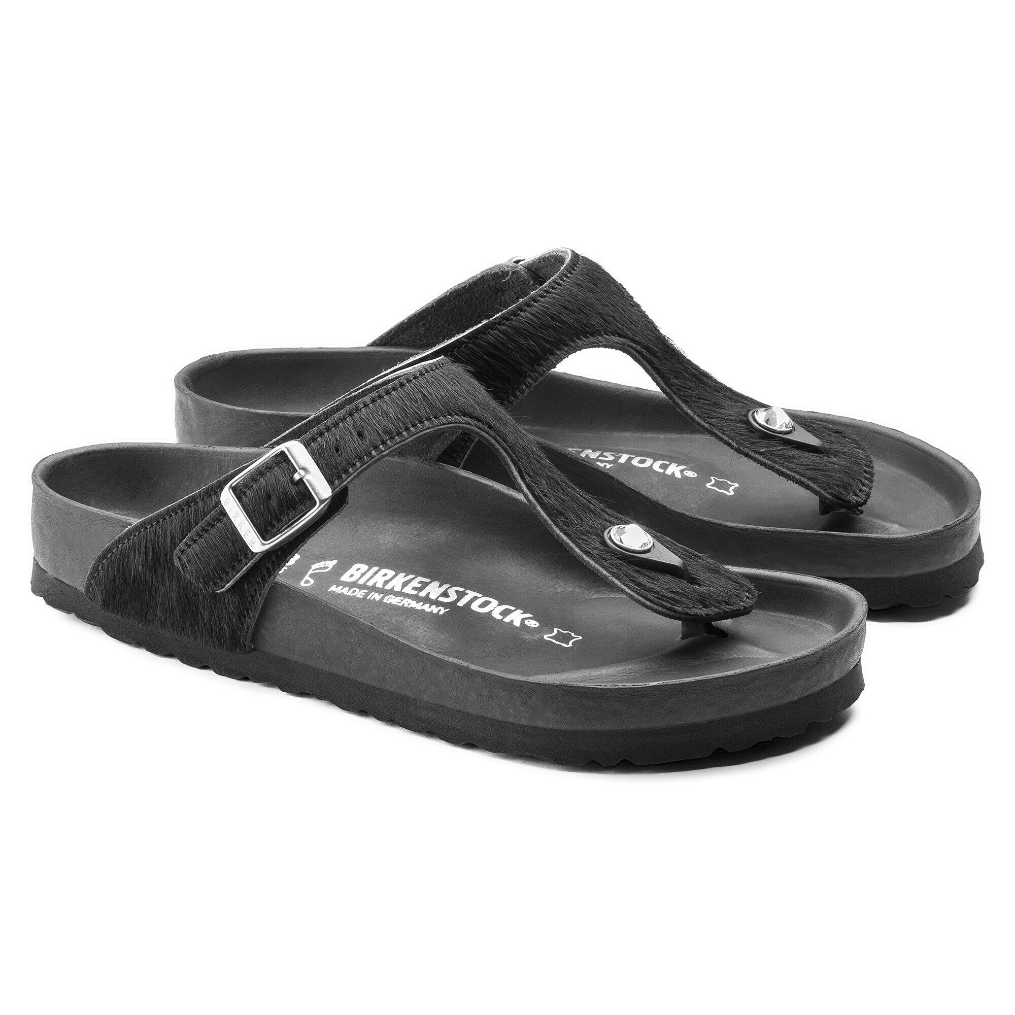 black fur birkenstocks
