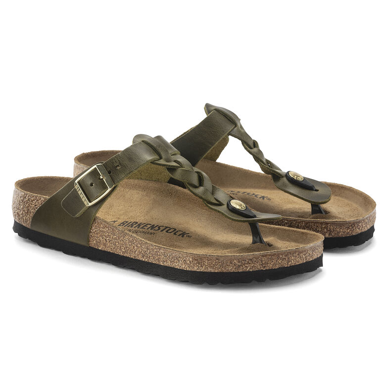 Gizeh Oiled Leather Olive Green | BIRKENSTOCK