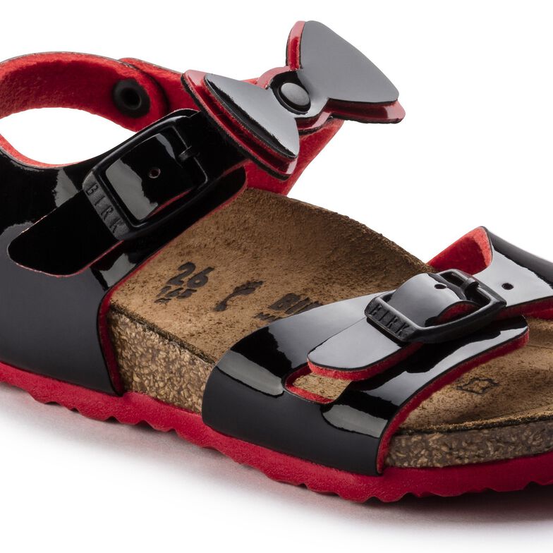 Rio Birko-Flor Patent Two Tone Black Red Ribbon Rio Birko-Flor Patent Two Tone Black Red Ribbon