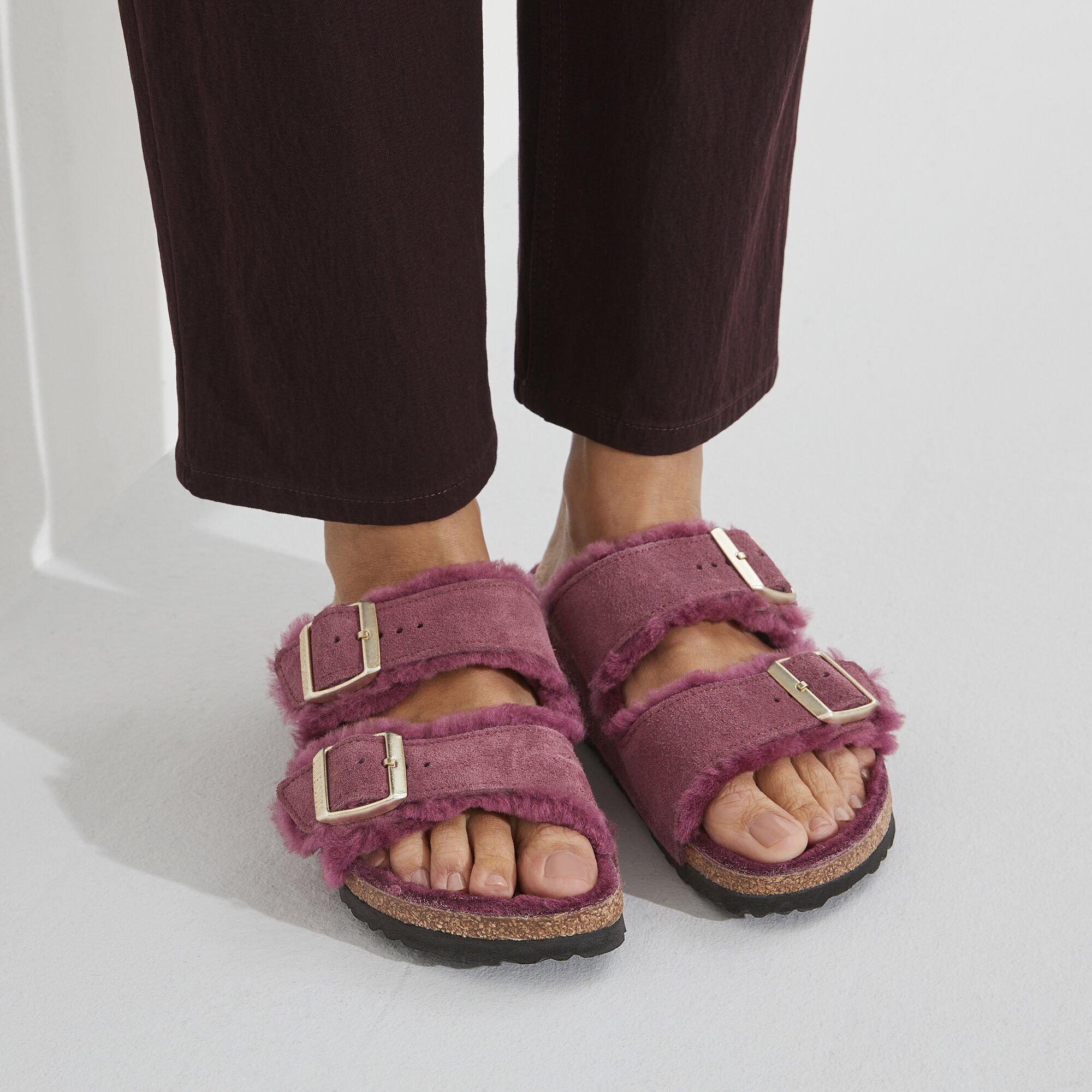 Arizona Shearling Suede Leather マルーン