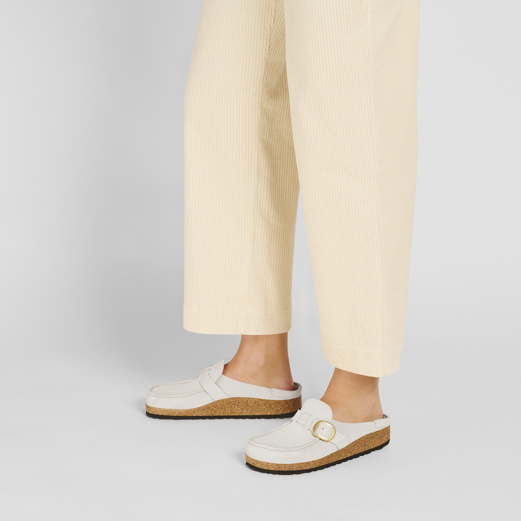 Buckley Suede Leather Embossed Corduroy Antique White