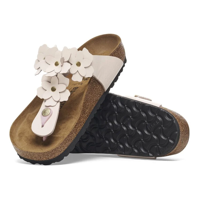 Gizeh Flower Embellishment Natural Leather