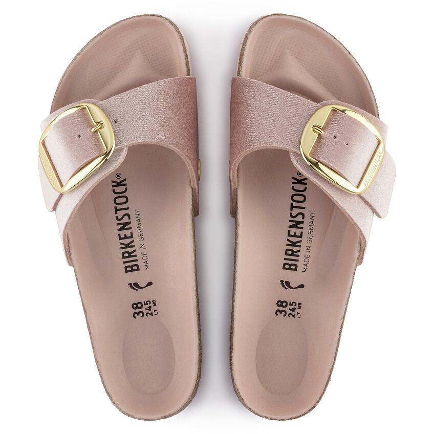 birkenstock madrid big buckle metallic rose