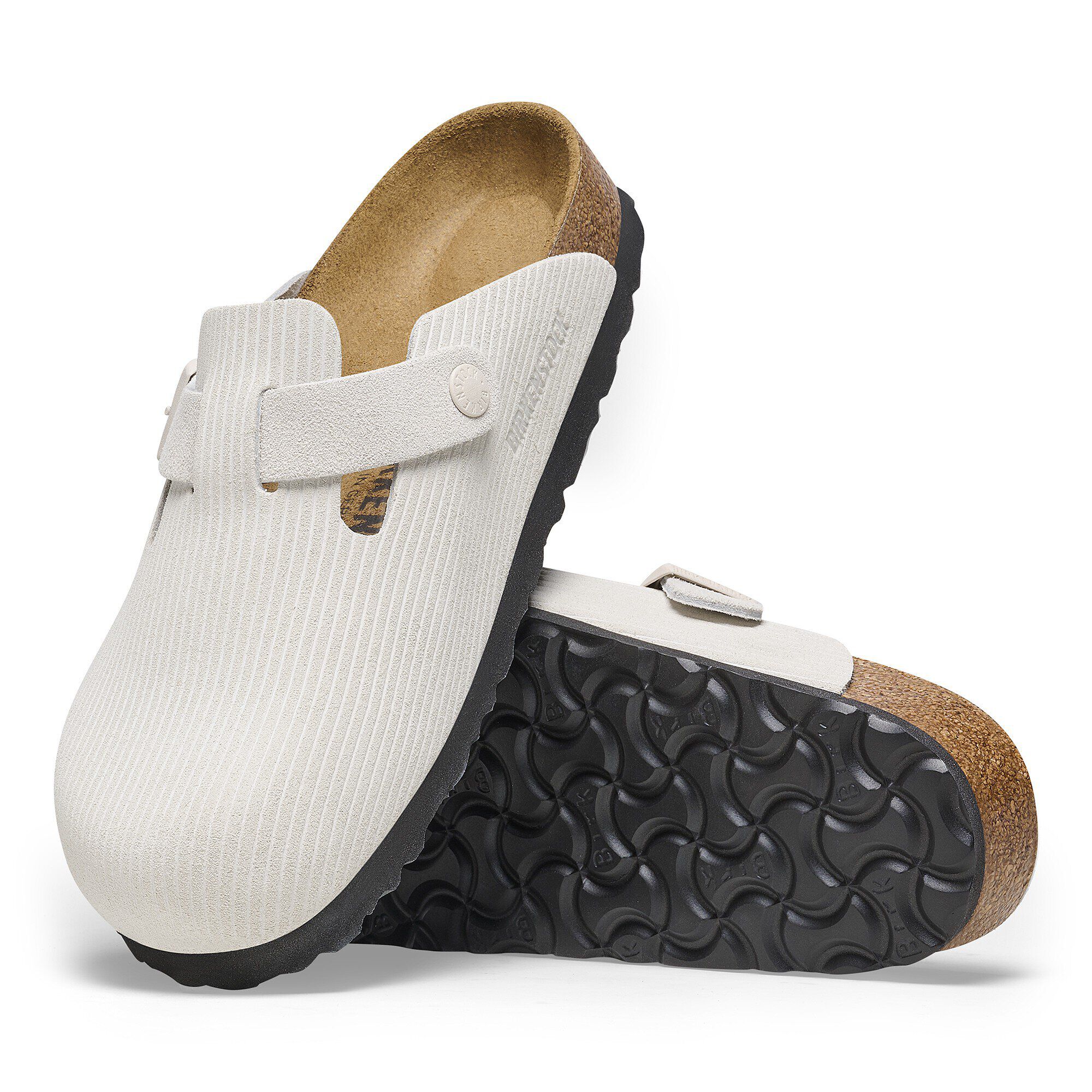 Boston Suede Leather Embossed Corduroy Antique White | BIRKENSTOCK