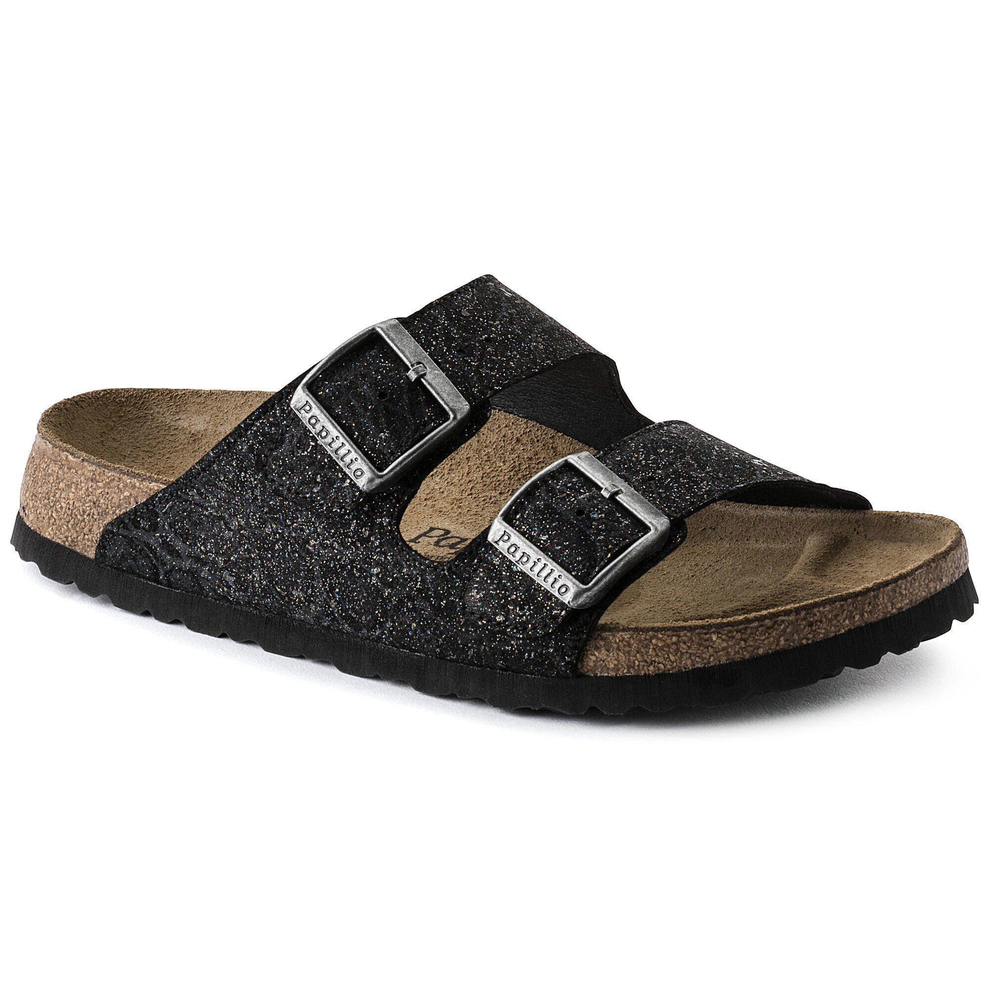 Arizona Embossed Natural Leather Black BIRKENSTOCK