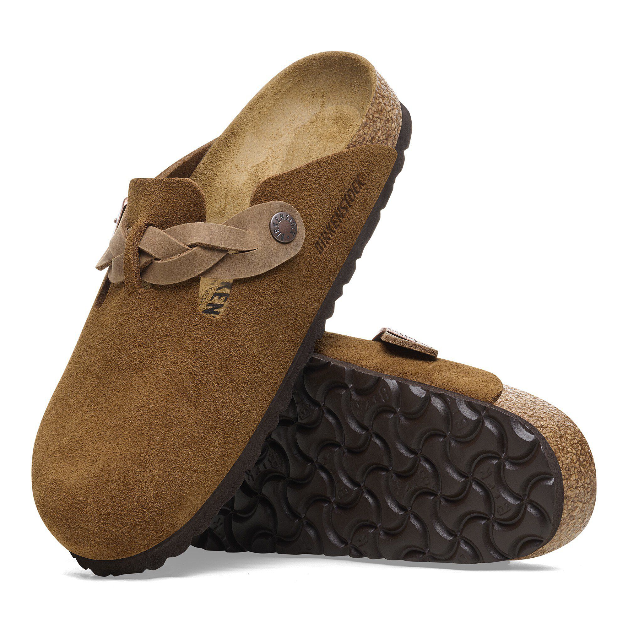 本物 Boston Braided BIRKENSTOCK | ミンク スエードレザー ブレイデッド ボストン / 靴
