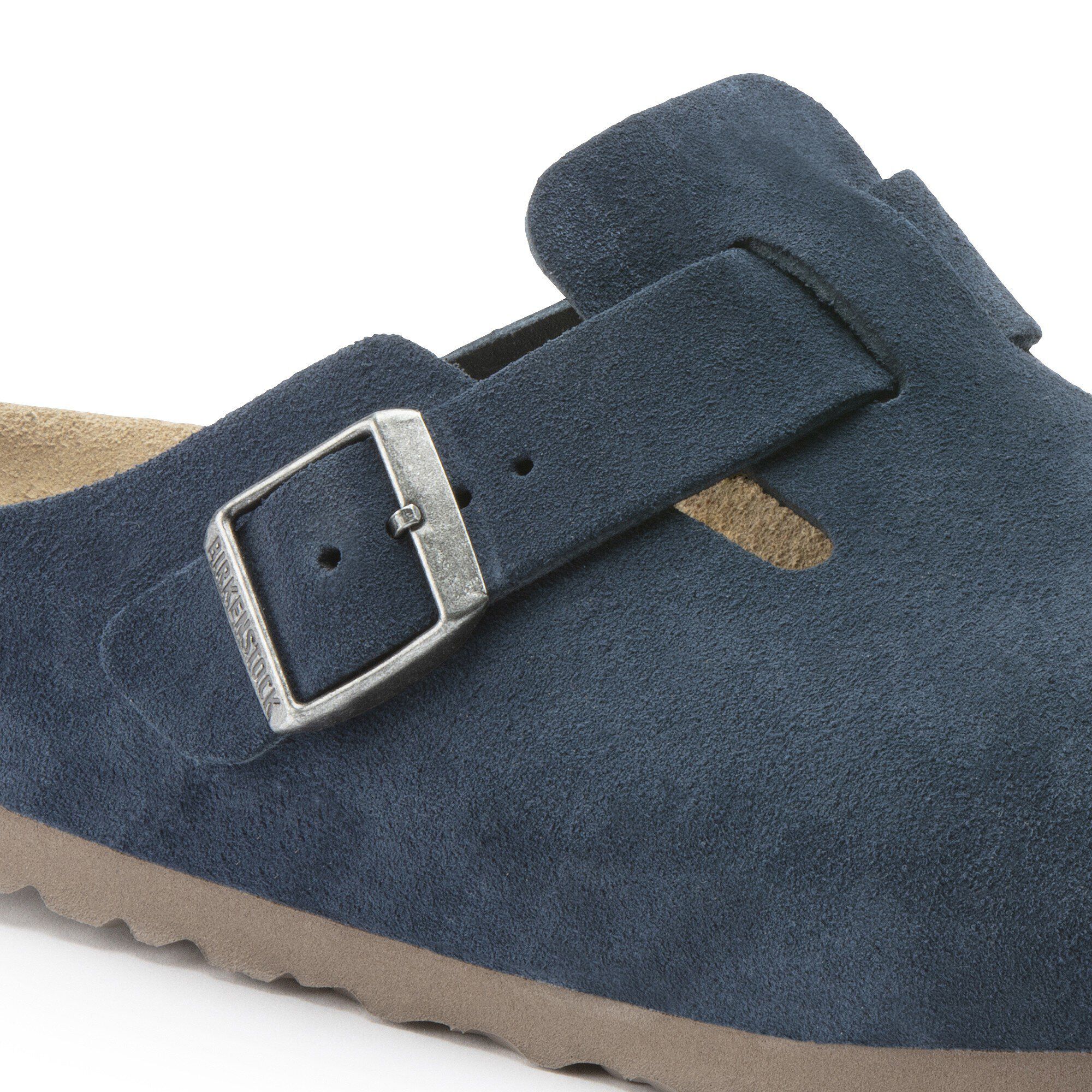 Birkenstock boston navy suede clearance