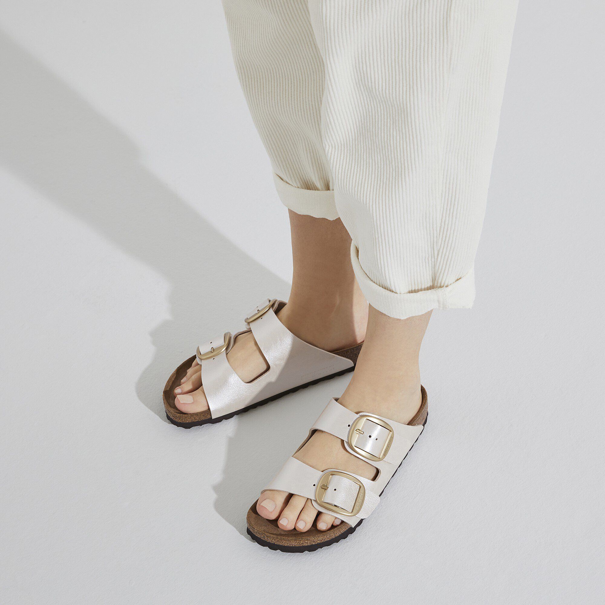 Arizona Big Buckle Birko Flor Graceful Pearl White BIRKENSTOCK