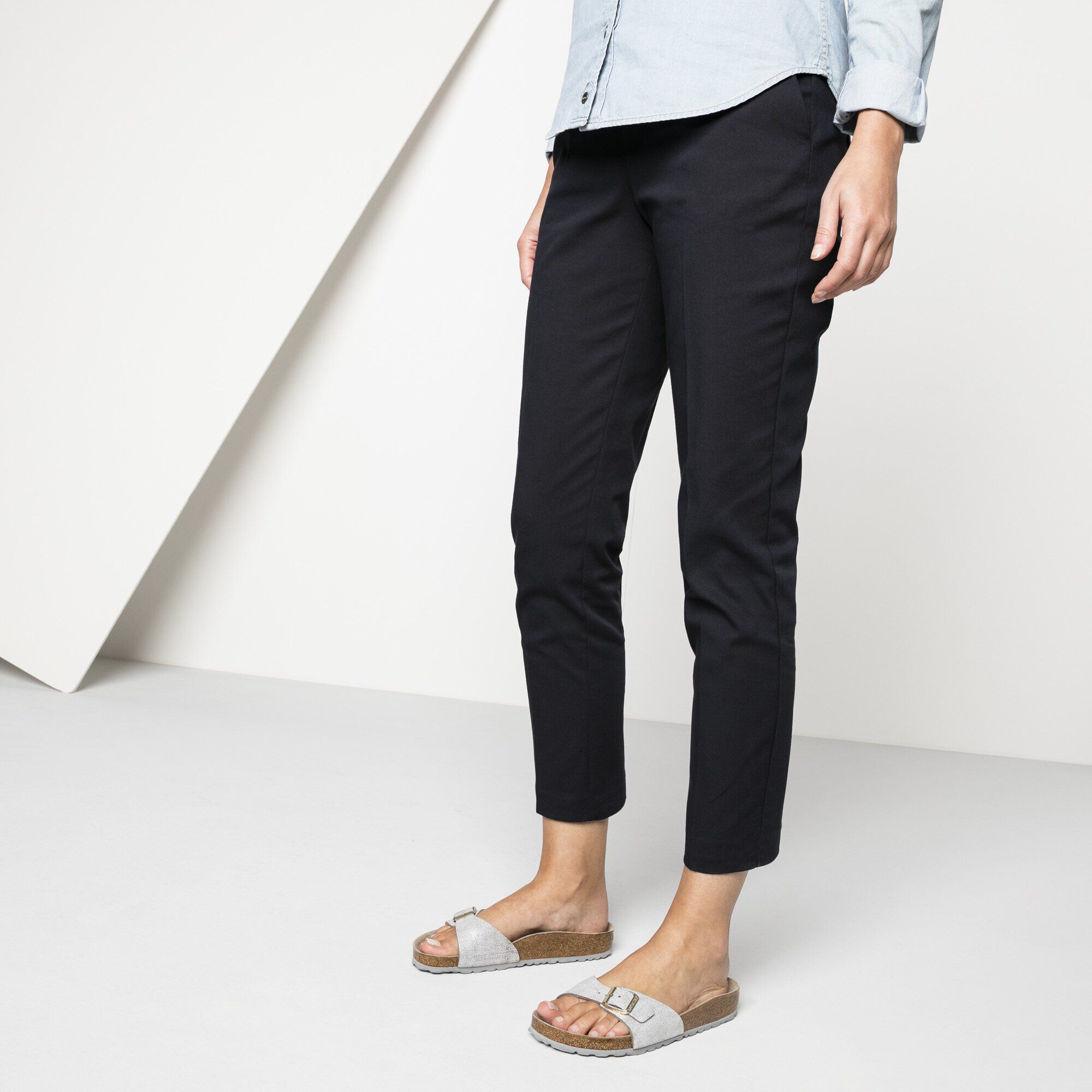 birkenstock washed metallic blue silver