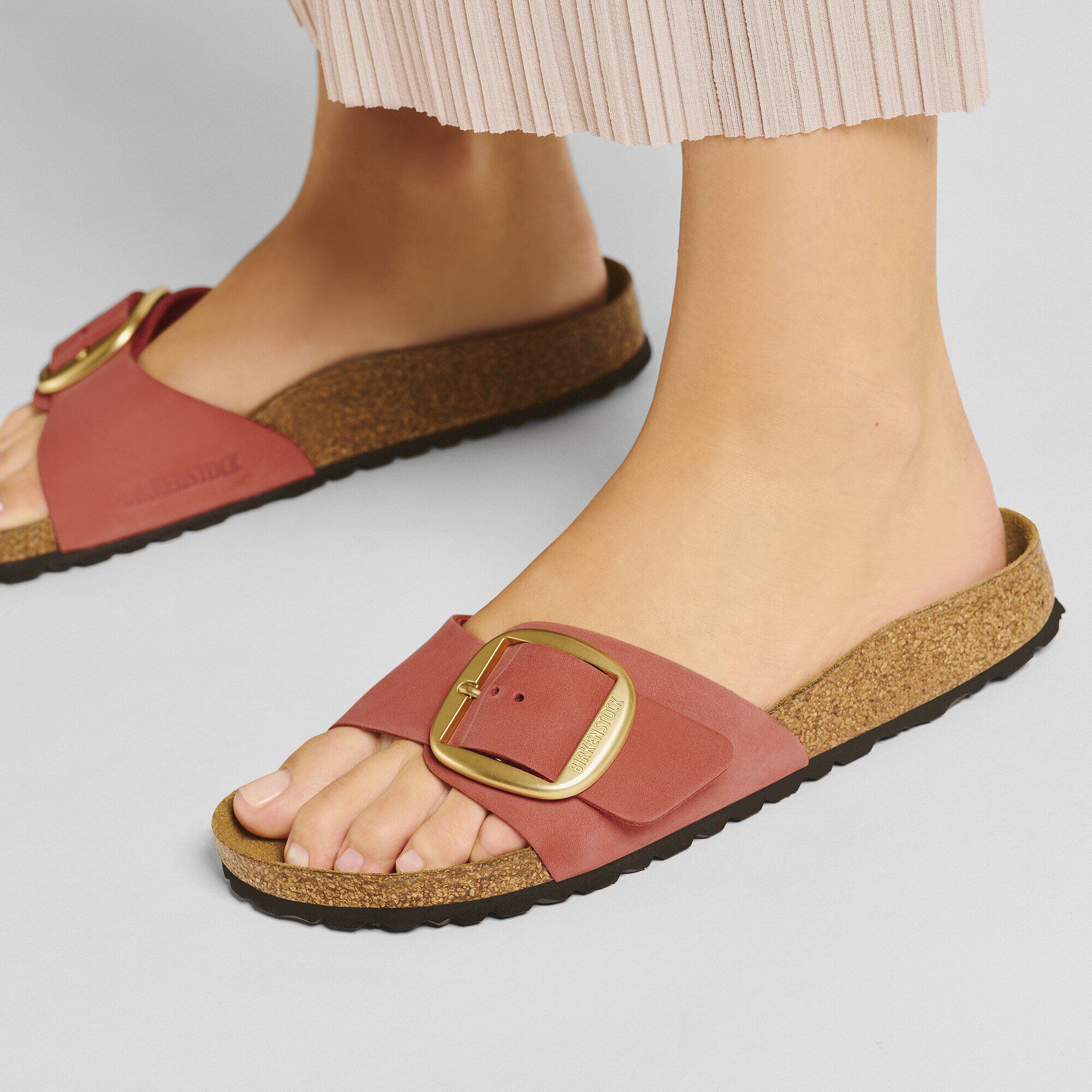 Madrid Big Buckle Nubuk Leather Mars Red BIRKENSTOCK