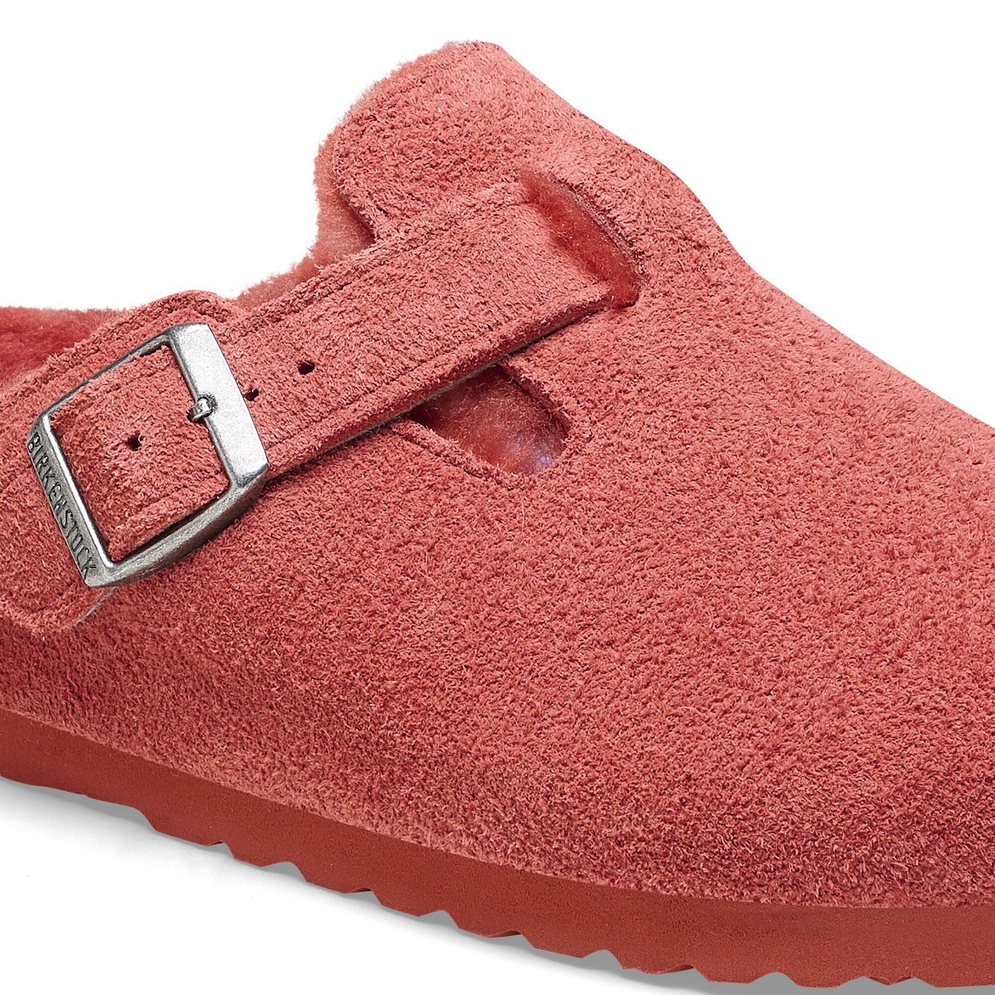 Boston Shearling Suede Leather Sienna Red BIRKENSTOCK