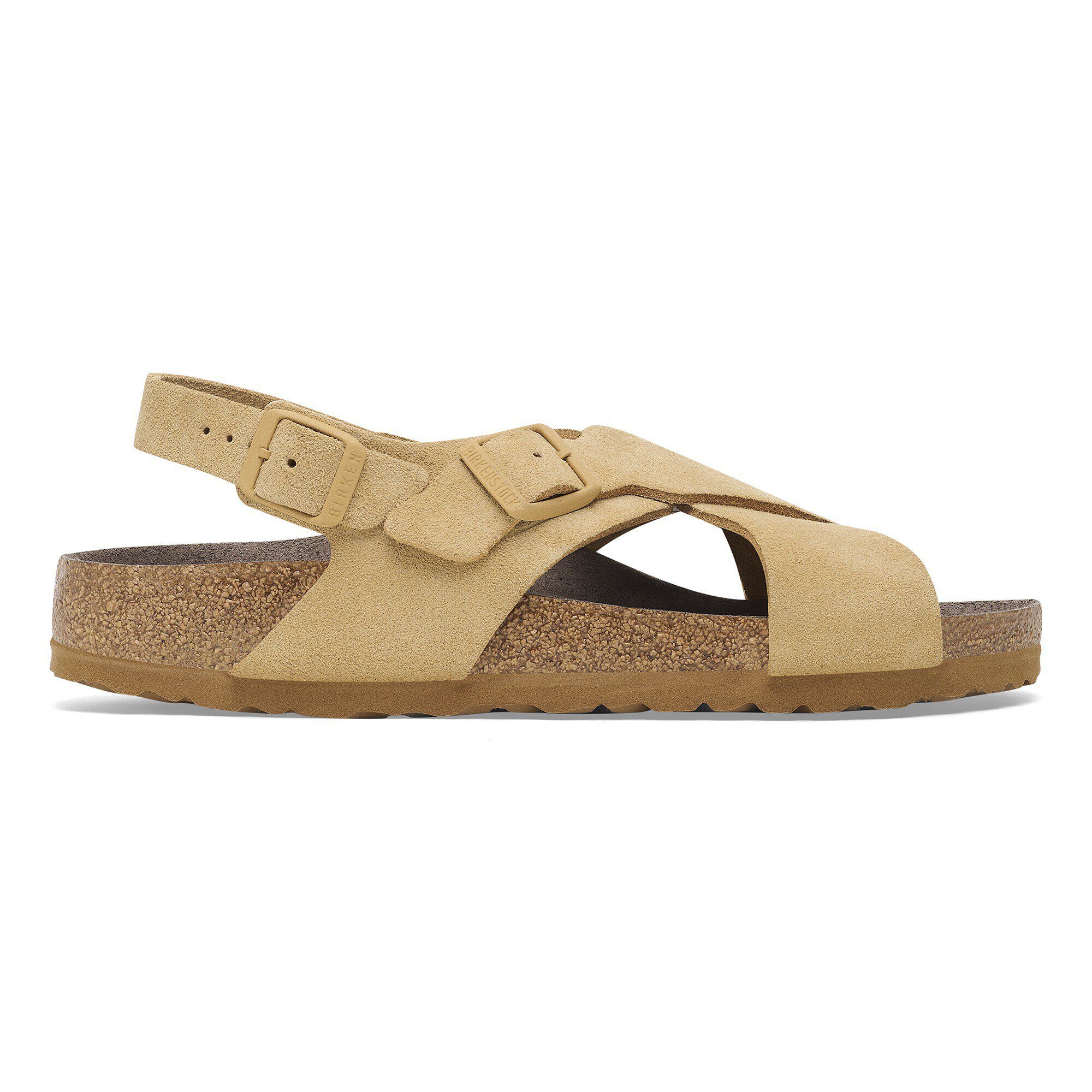 Tulum Soft Footbed Suede Leather Latte Cream BIRKENSTOCK