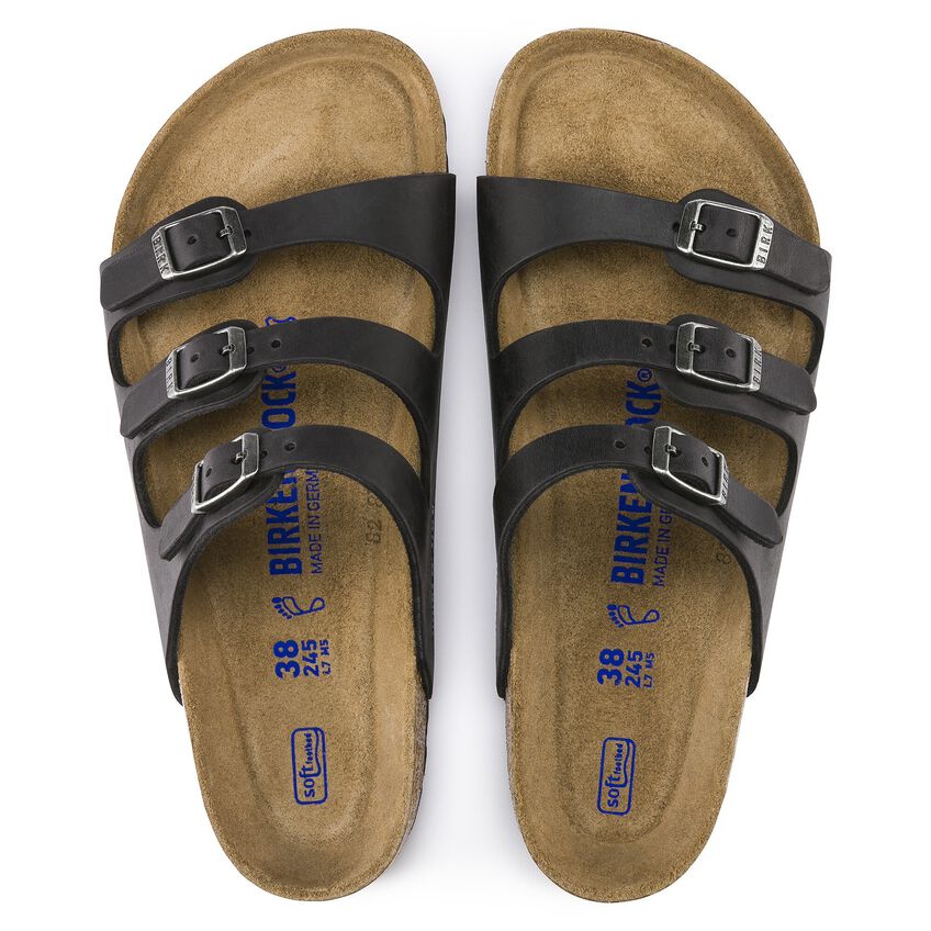 compuesto Santuario Abundancia Florida Plantilla blanda Cuero engrasado Black | BIRKENSTOCK