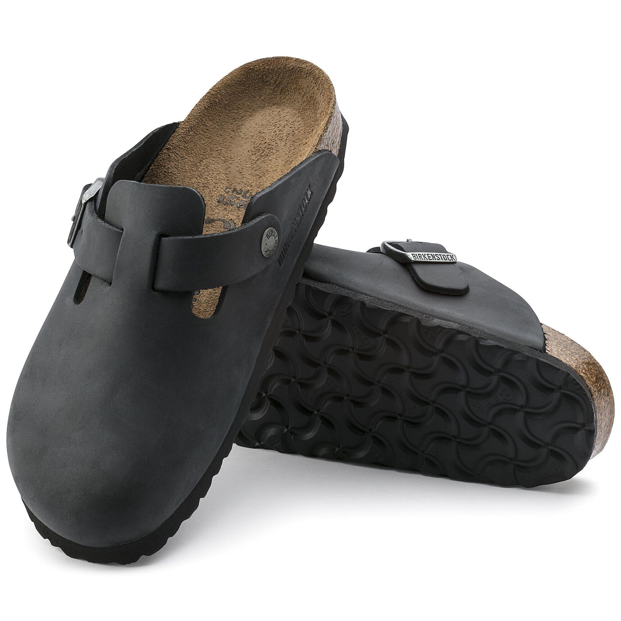 Black leather birkenstock clogs clearance