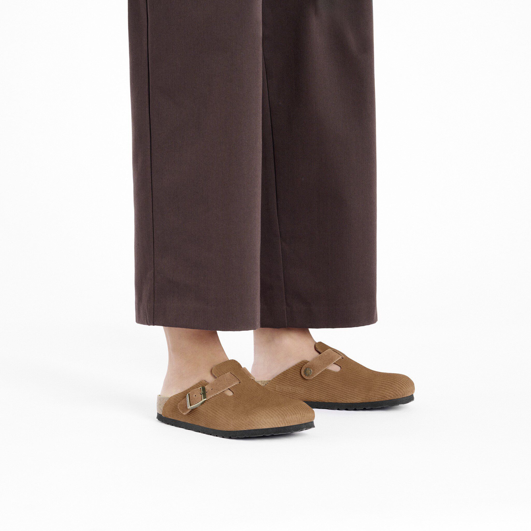 Boston Suede Leather Embossed Corduroy Dark Tea | BIRKENSTOCK