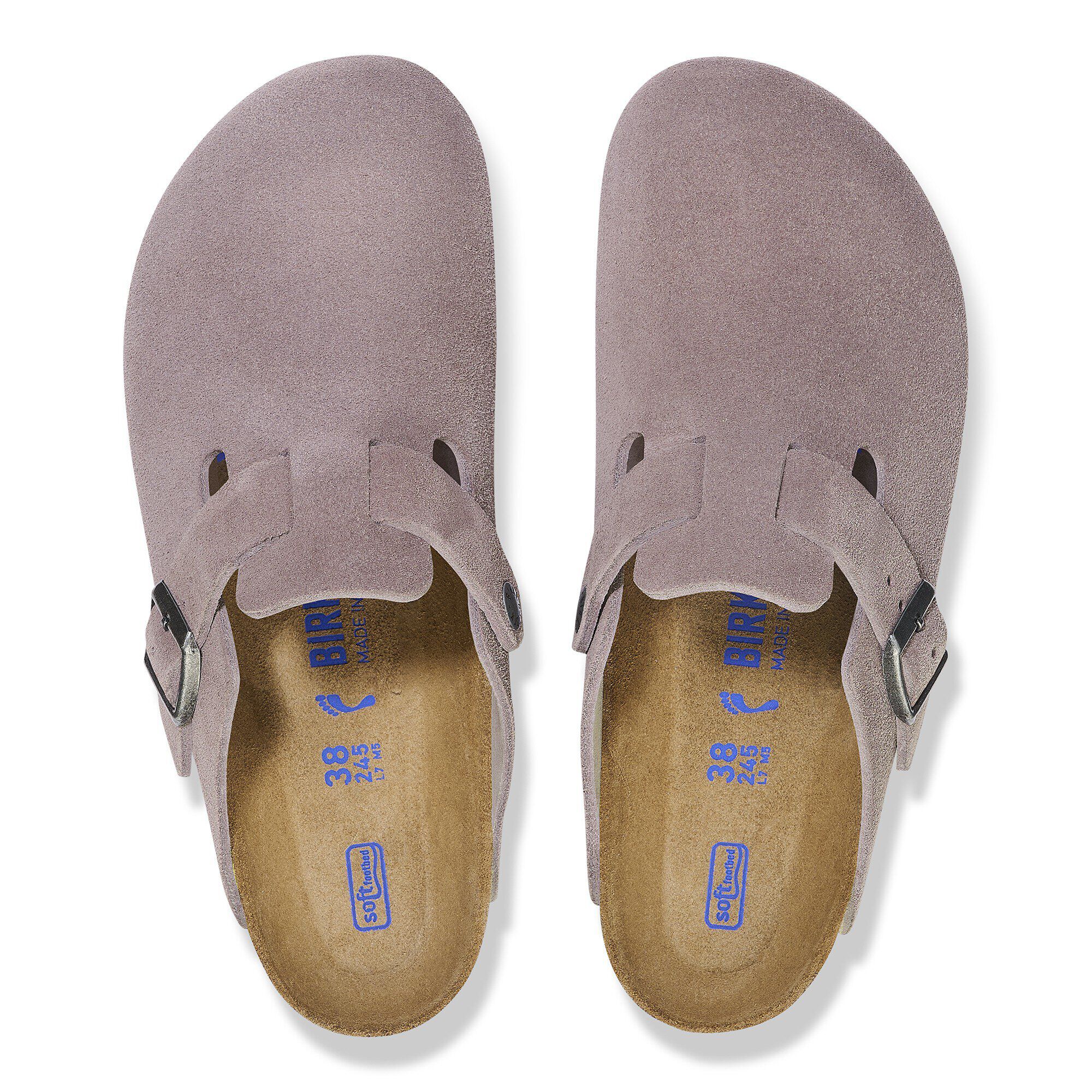 【感謝価格】 Suede Footbed Soft Boston Leather BIRKENSTOCK | Purple Faded 靴