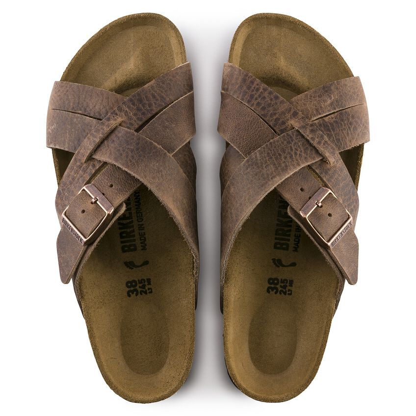 lugano oiled leather slide sandals