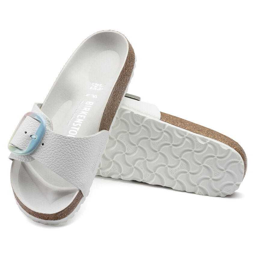 Madrid Big Buckle Natural Leather White |