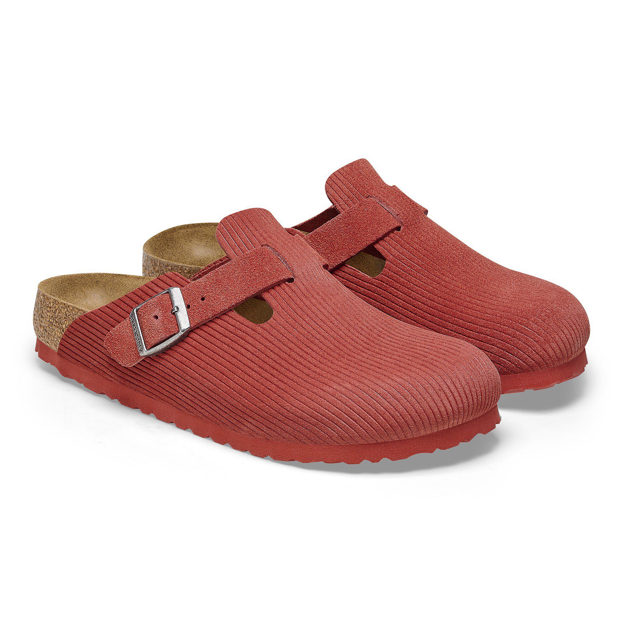 靴 BIRKENSTOCK Exclusive Boston Corduroy 38 Boston Suede Leather Embossed Corduroy Sienna Red | BIRKENSTOCK