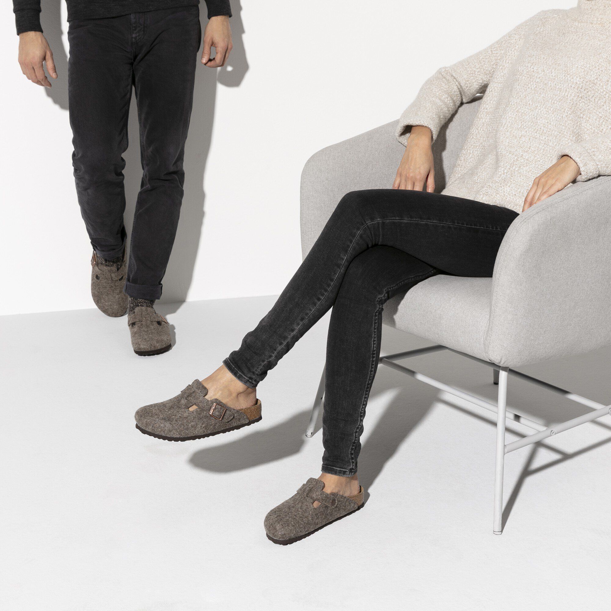 BIRKENSTOCK ビルケンシュトック Boston/ボストン ウールフェルト アンスラジット グレー サンダル サボ メンズ | RUGGED