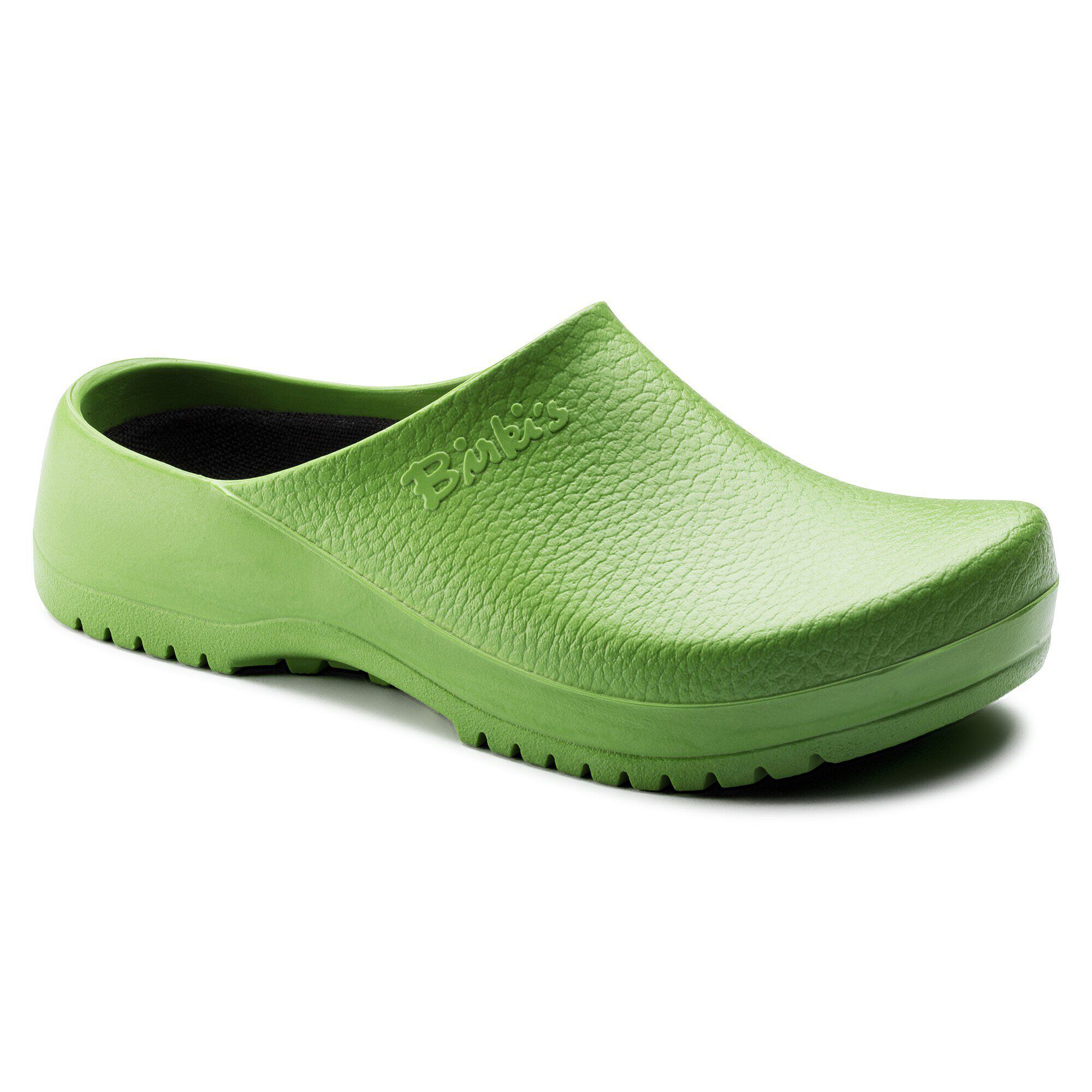 green birkenstock clogs