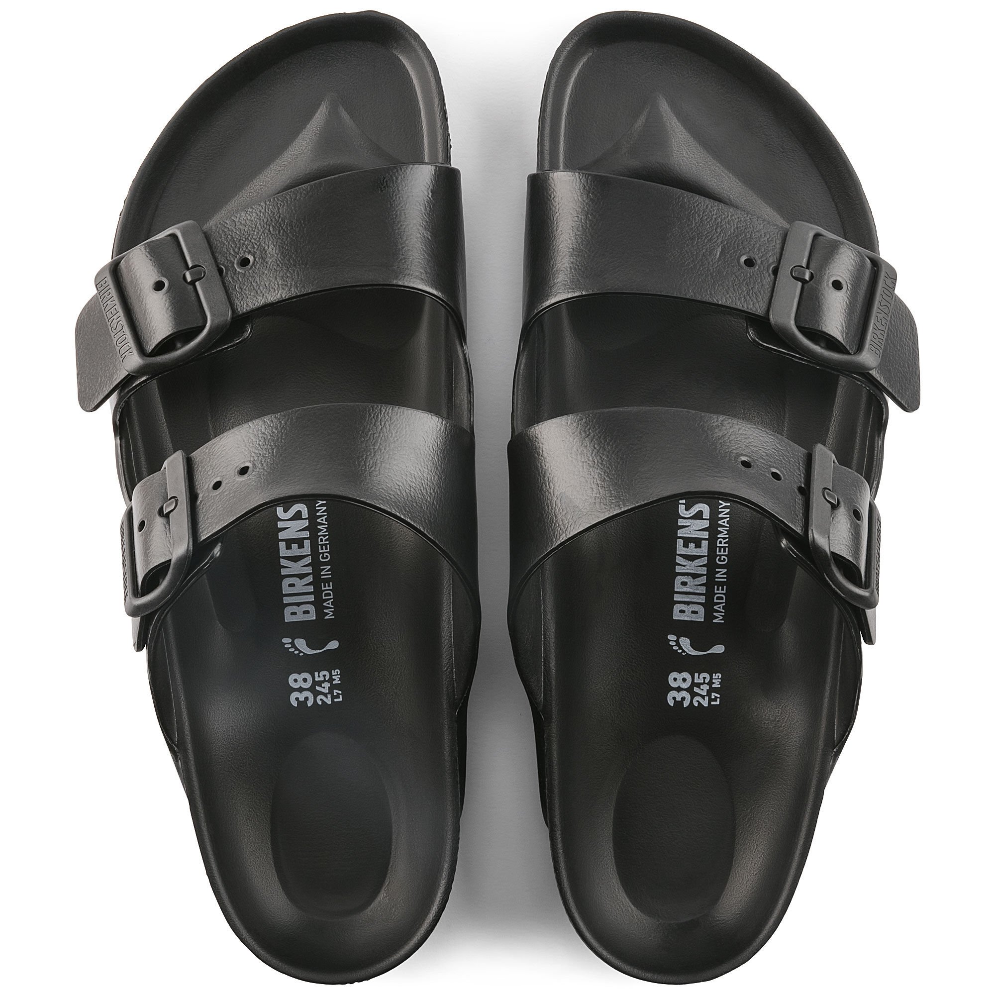black rubber birkenstock sandals