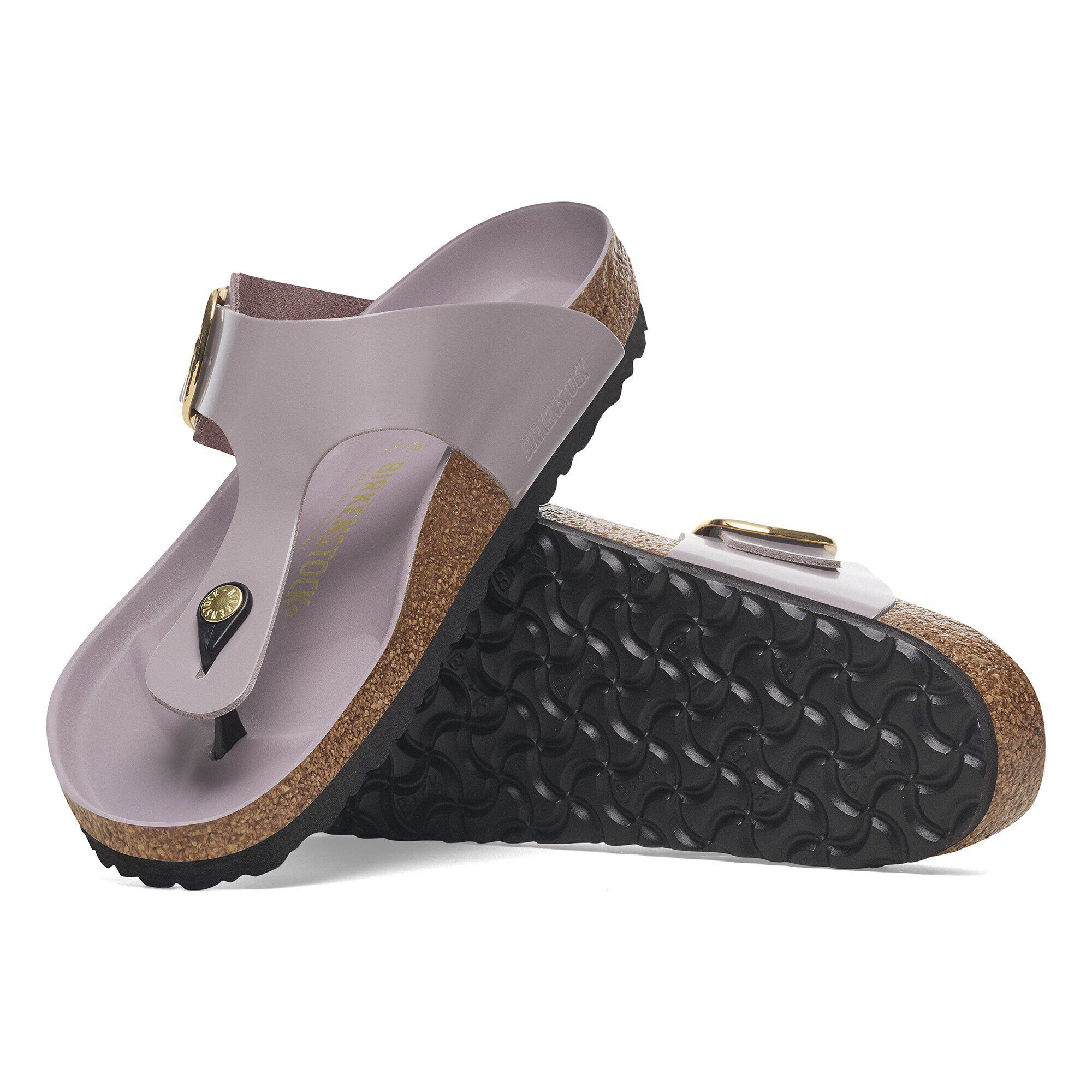 Gizeh Big Buckle Natural Leather Patent High-Shine Faded