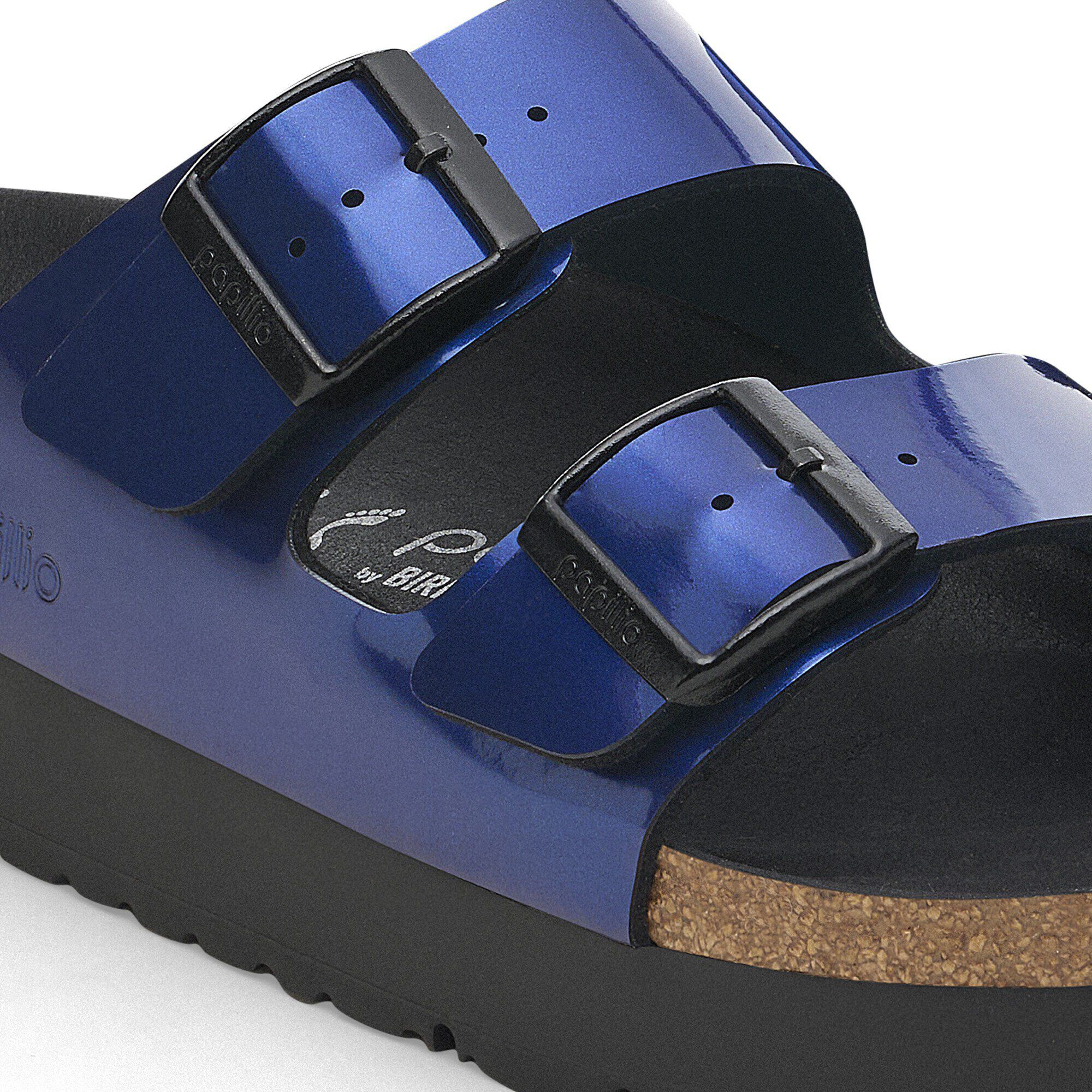Arizona Flex Platform Birko Flor Lack Steel Dark Blue BIRKENSTOCK