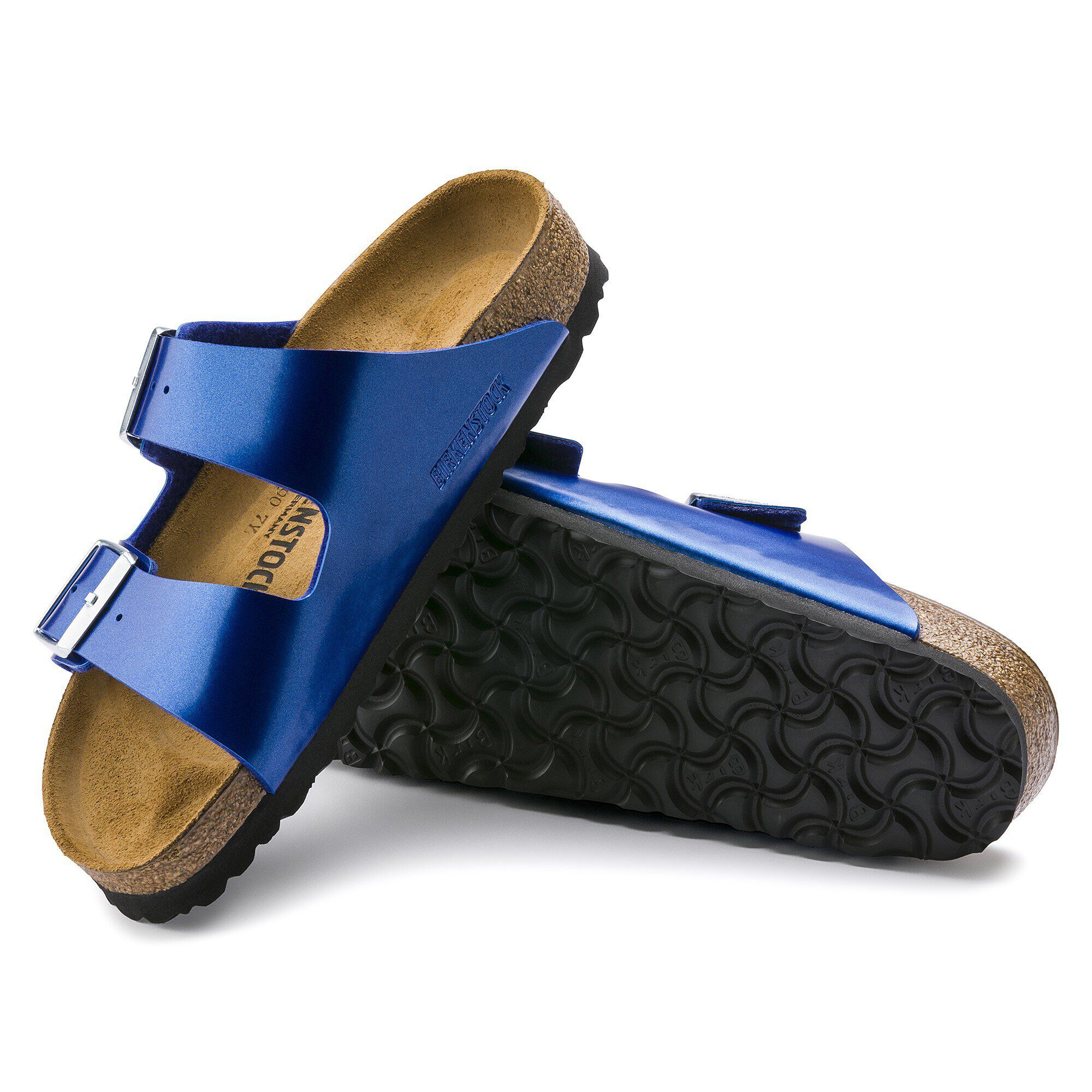 birkenstock arizona electric metallic ocean