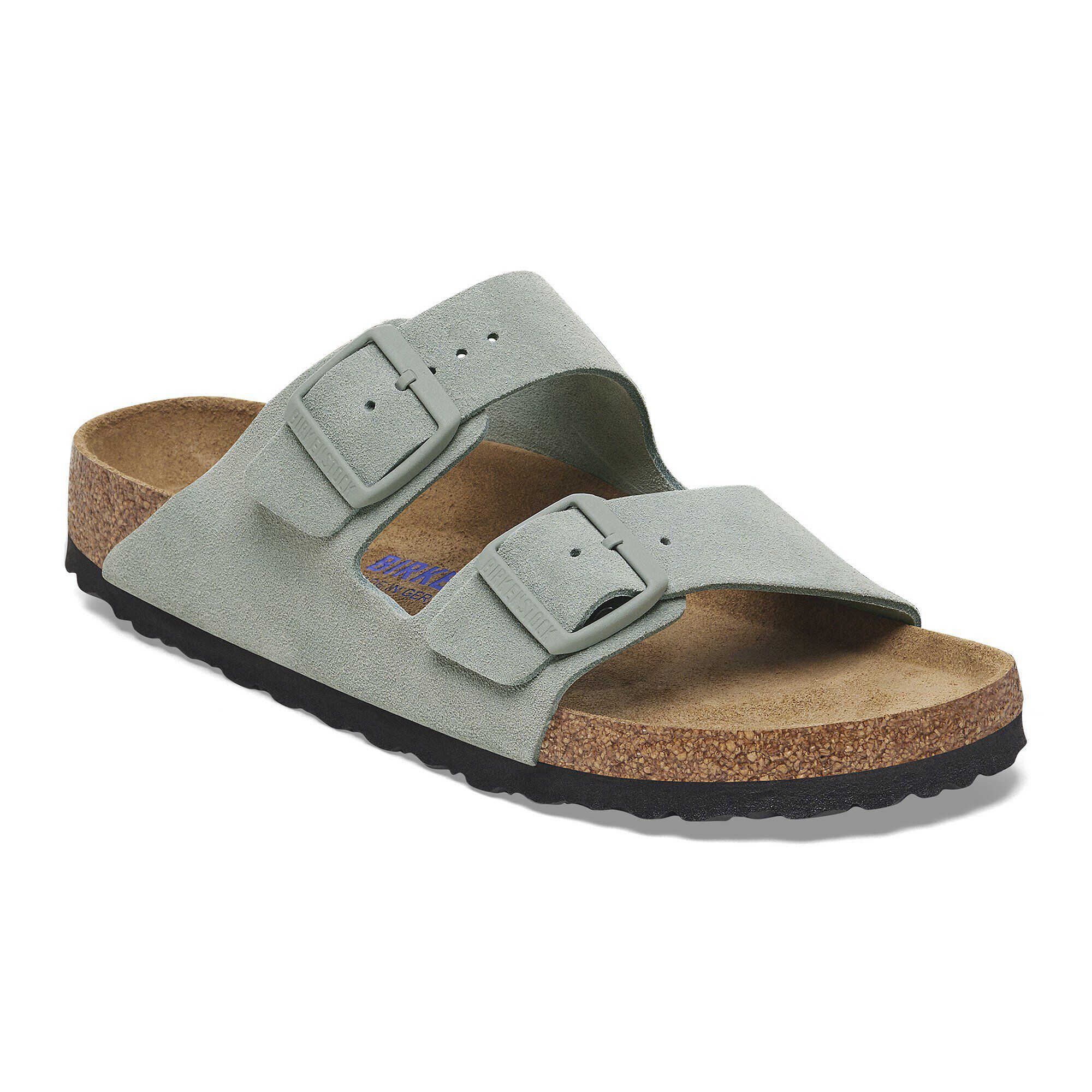 BIRKENSTOCK グレーグリーン ミュール 37 Arizona Soft Footbed Suede Leather Basalt Gray | BIRKENSTOCK