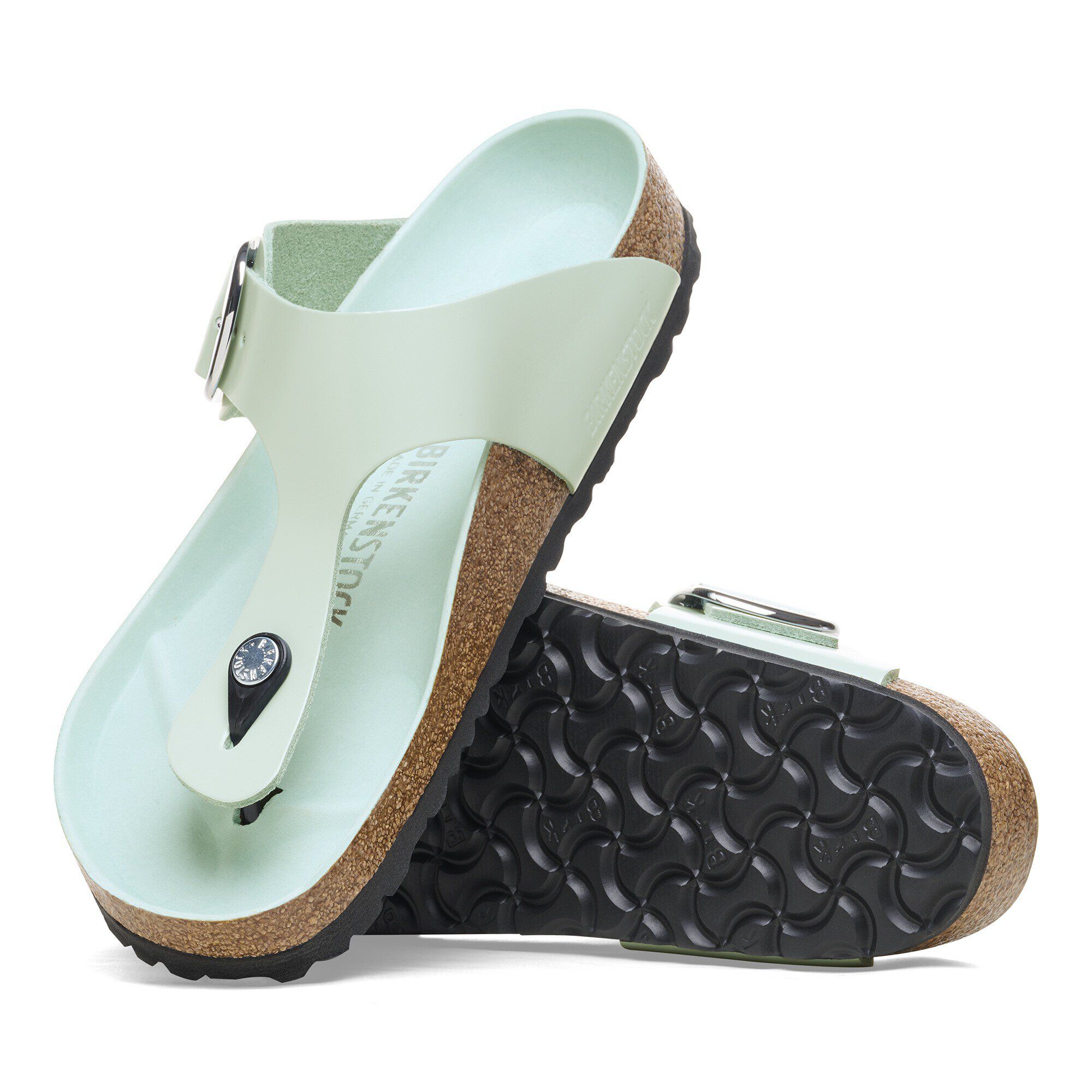 Birkenstock gizeh metallic green sales