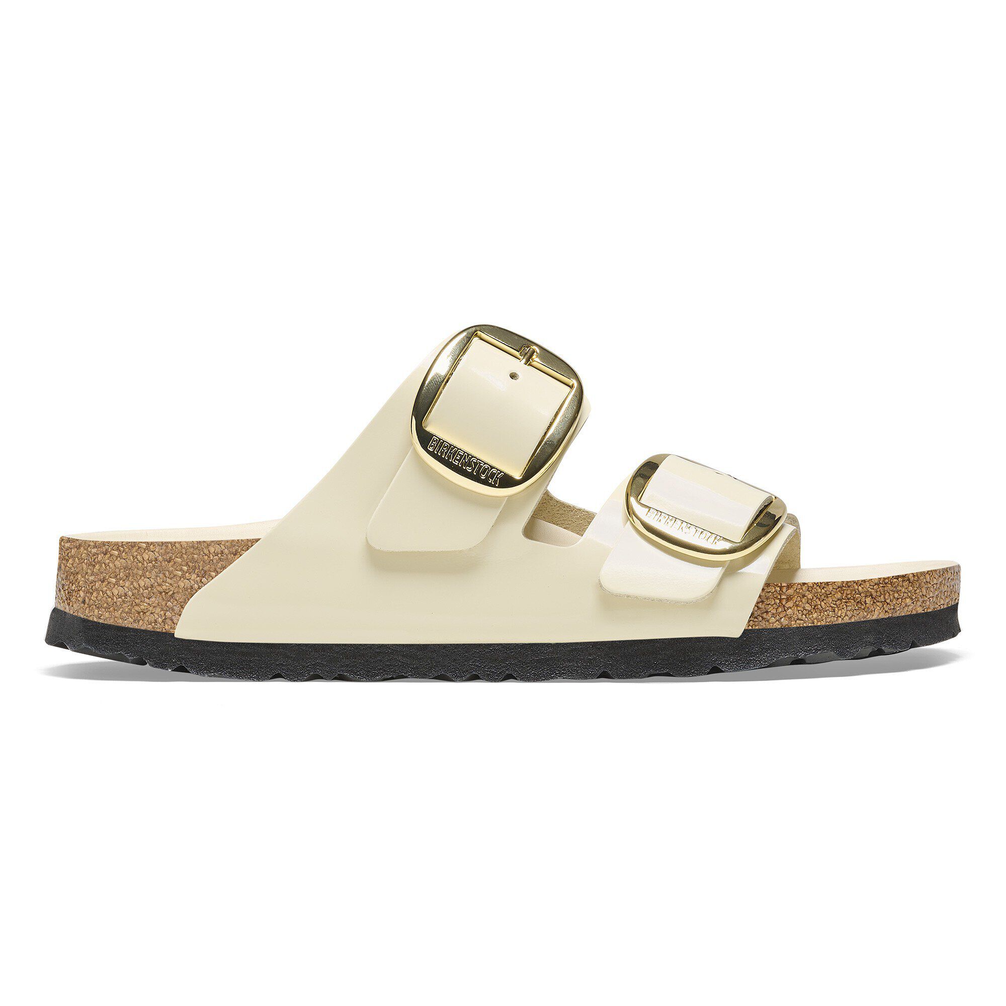 Arizona Big Buckle Natural Leather Patent High-Shine Ecru