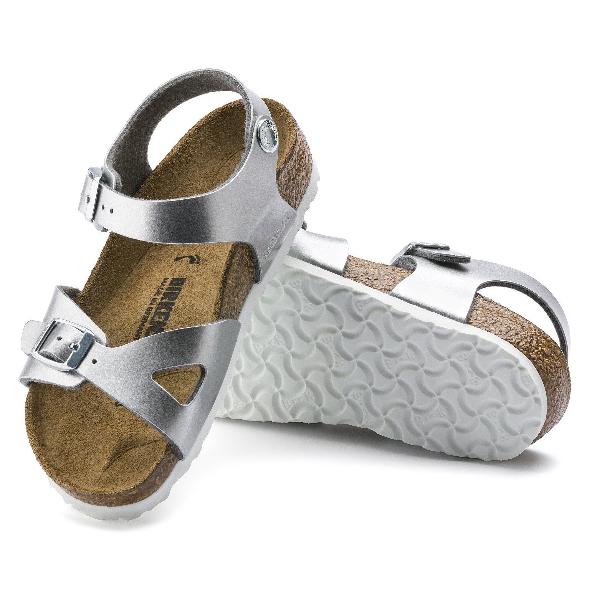Childrens silver birkenstock store