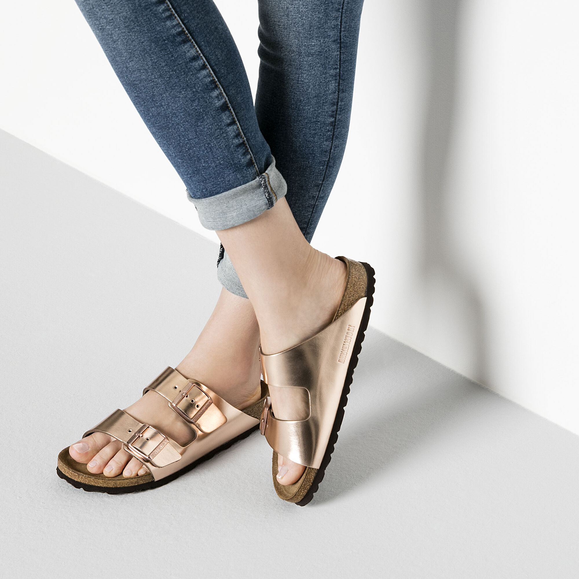 birkenstock women's metallic copper arizona sandals