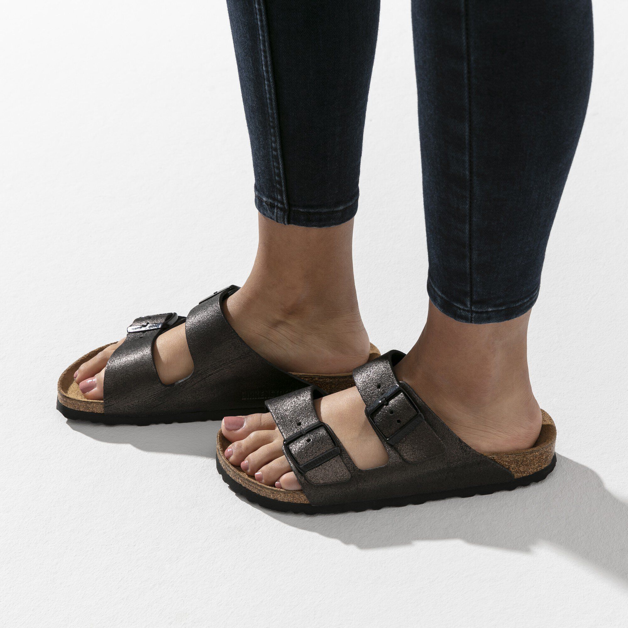 arizona washed metallic birkenstock sandal