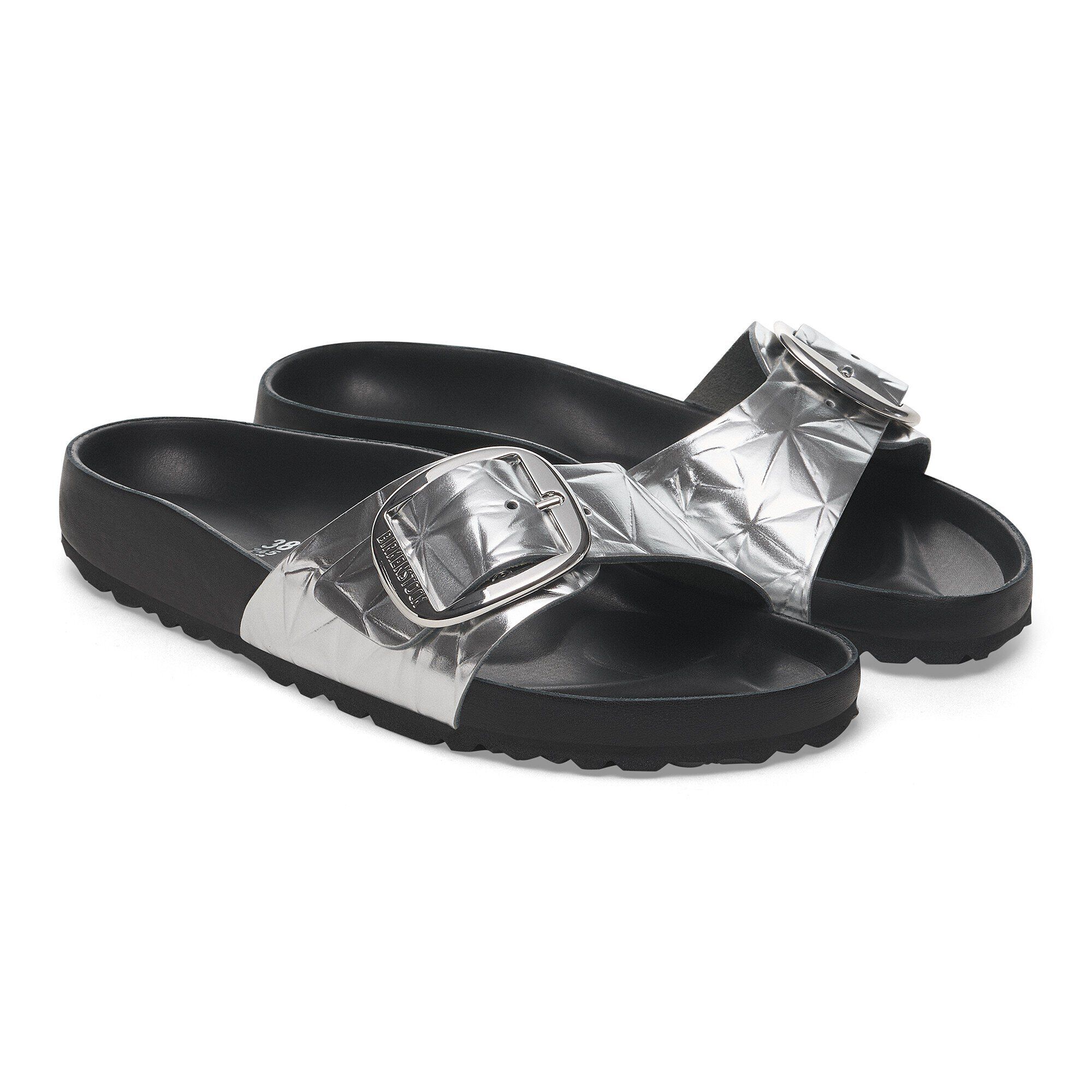 Madrid Big Buckle Natural Leather Silver | BIRKENSTOCK