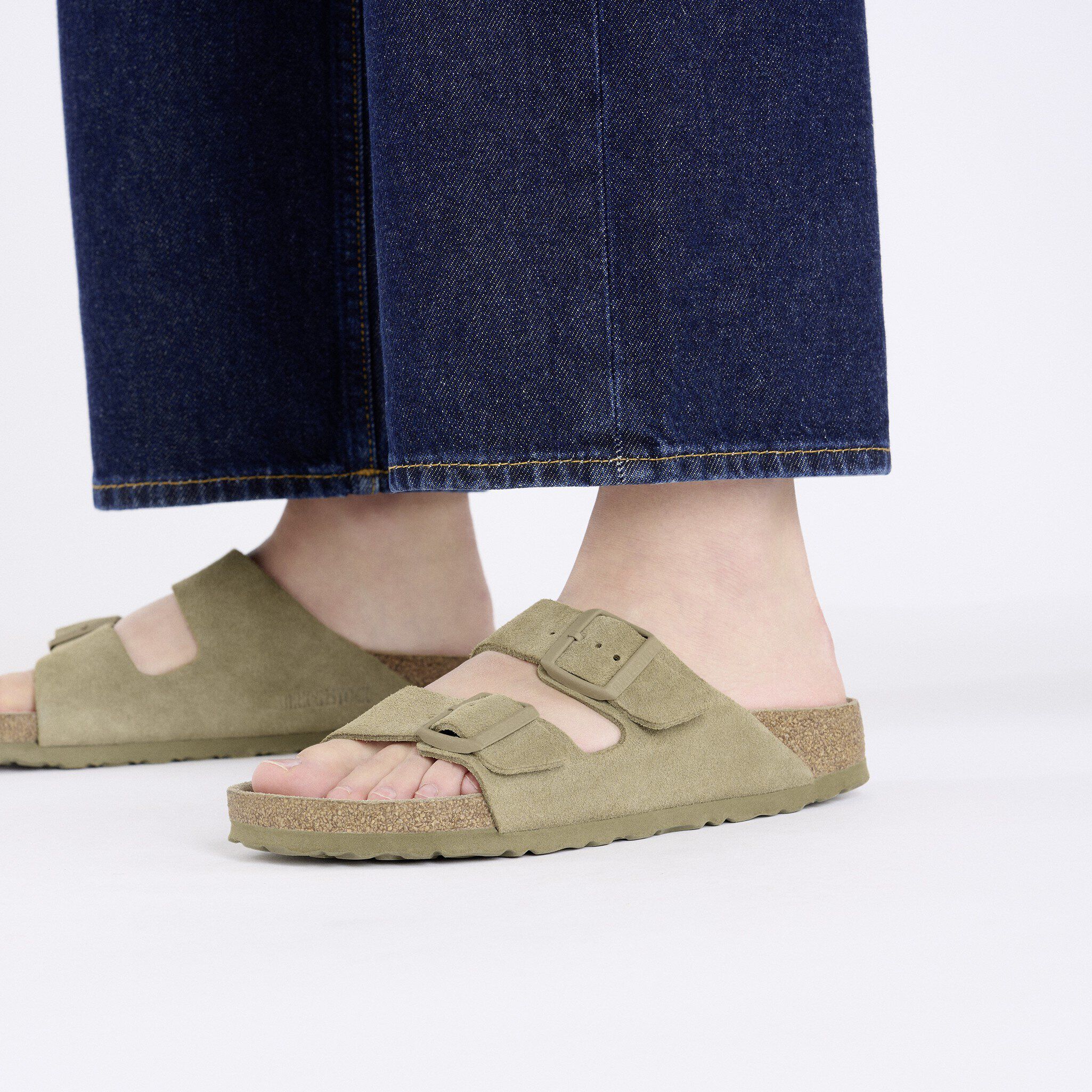 Arizona Soft Footbed Suede Leather Faded Khaki | BIRKENSTOCK