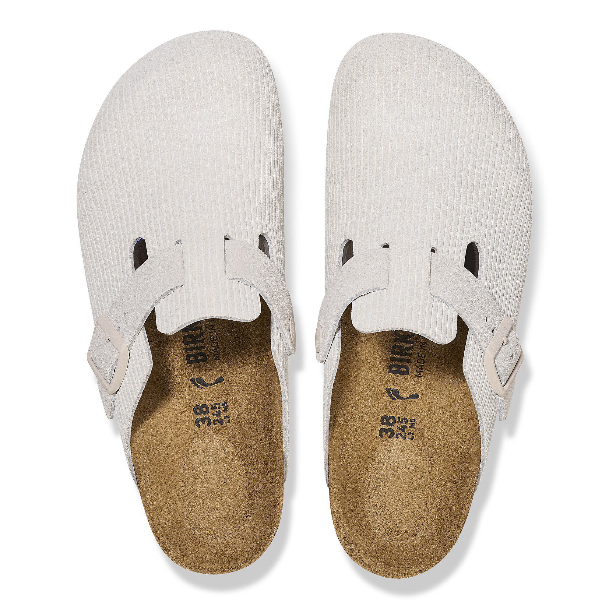 Boston Suede Leather Embossed Corduroy Antique White